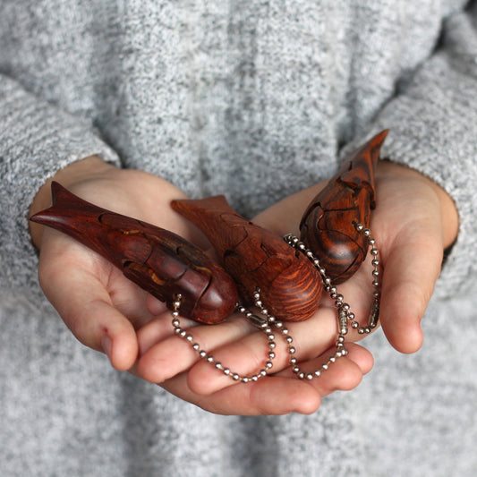 Wooden Whale Puzzle Keychain image 1