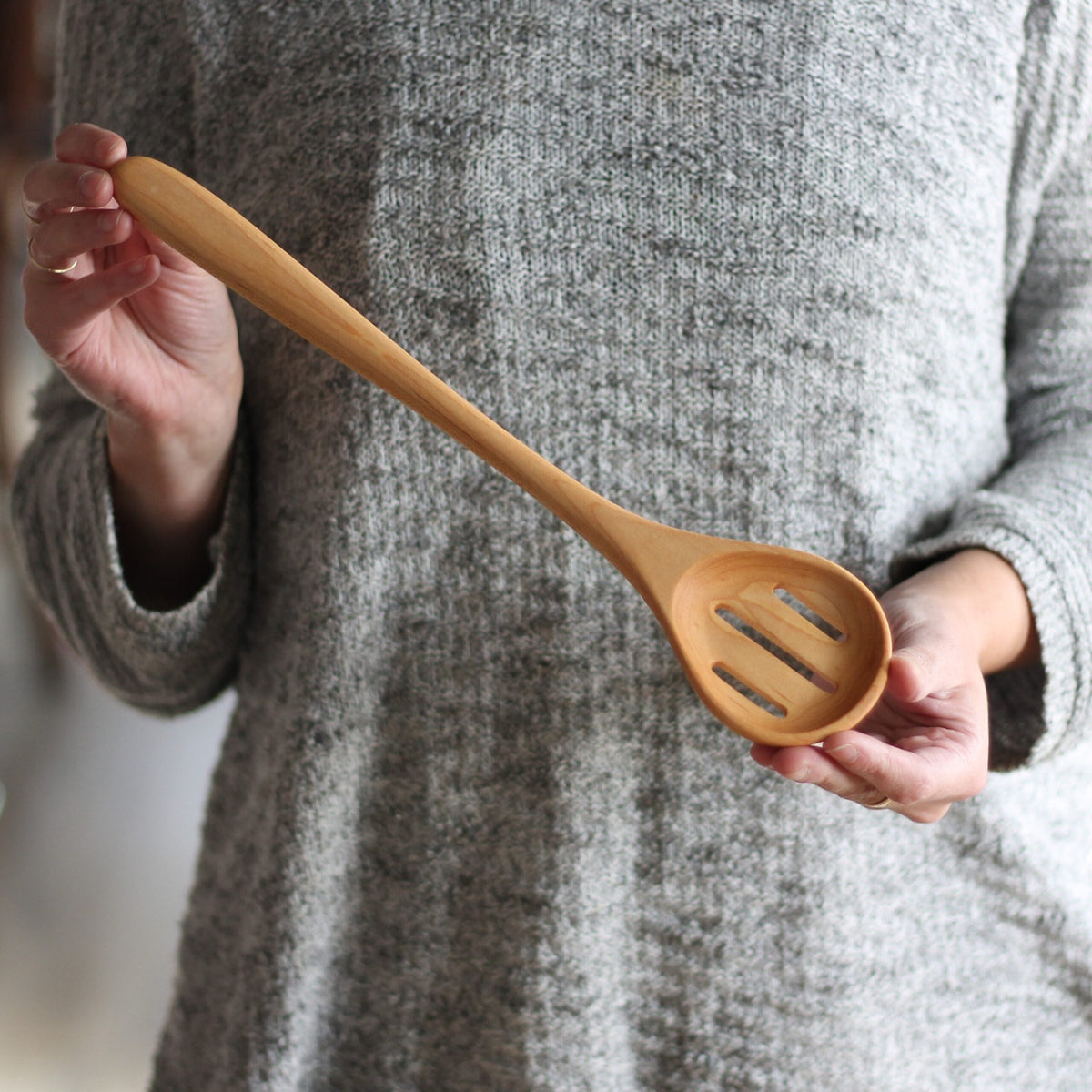 Handmade Wooden Kitchen Utensils | Round Spoon with Holes or Slots image 2