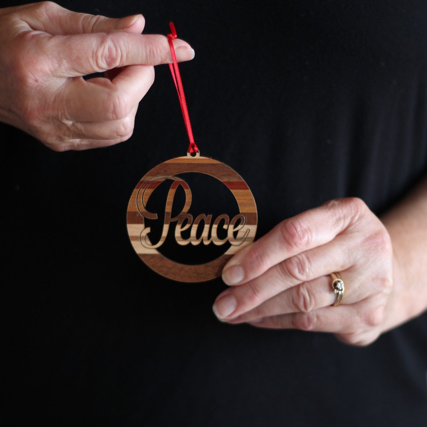 Handmade Wooden Christmas Word Ornaments | Noel, Joy, Hope, Faith, Peace, Love - Peace $12 image