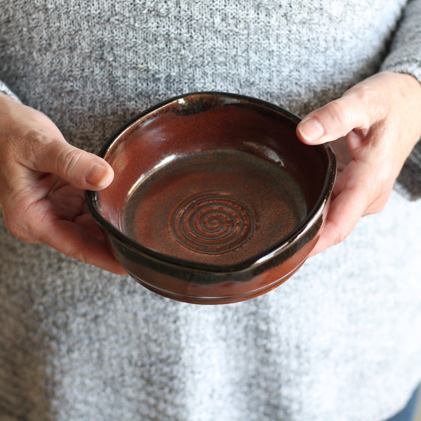 Handmade Pottery | Garlic Plate (9 Colors) - Brick $24 image