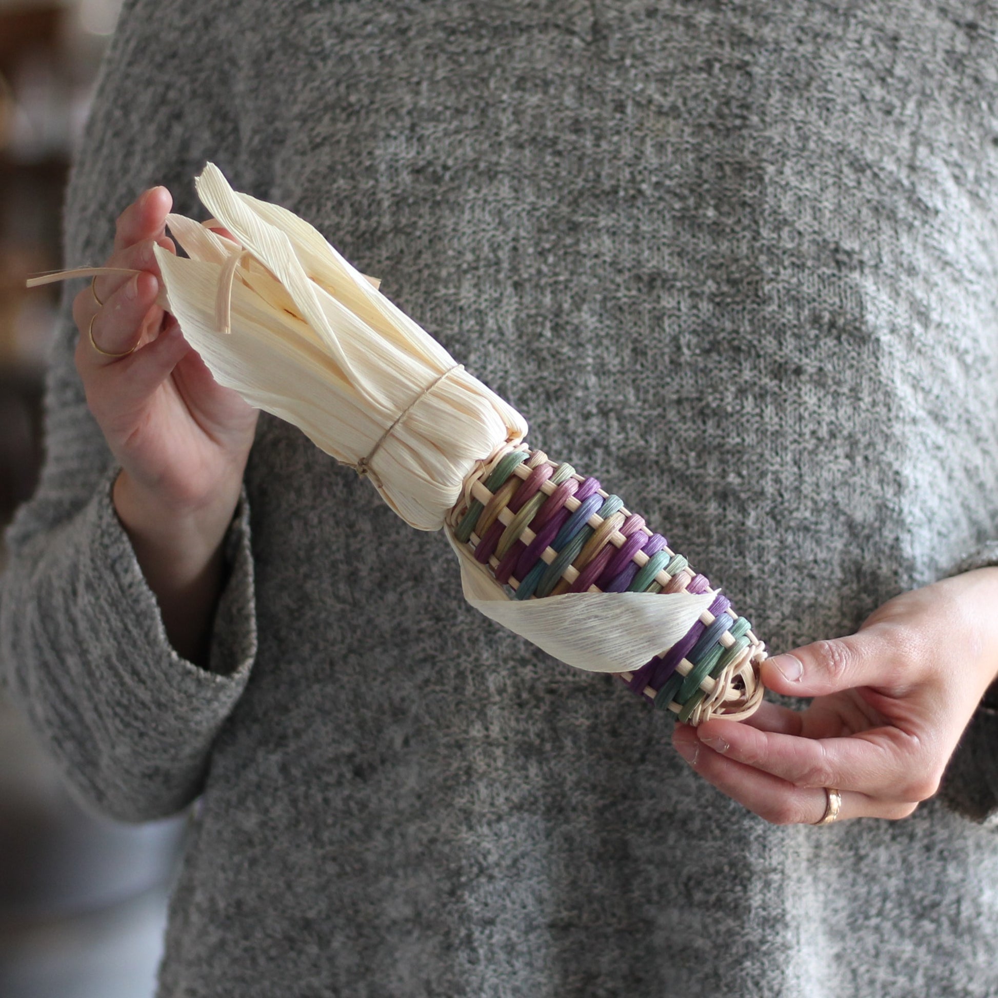 Handmade Woven Corn | Fall Décor - Large Mardi Gras $30 image