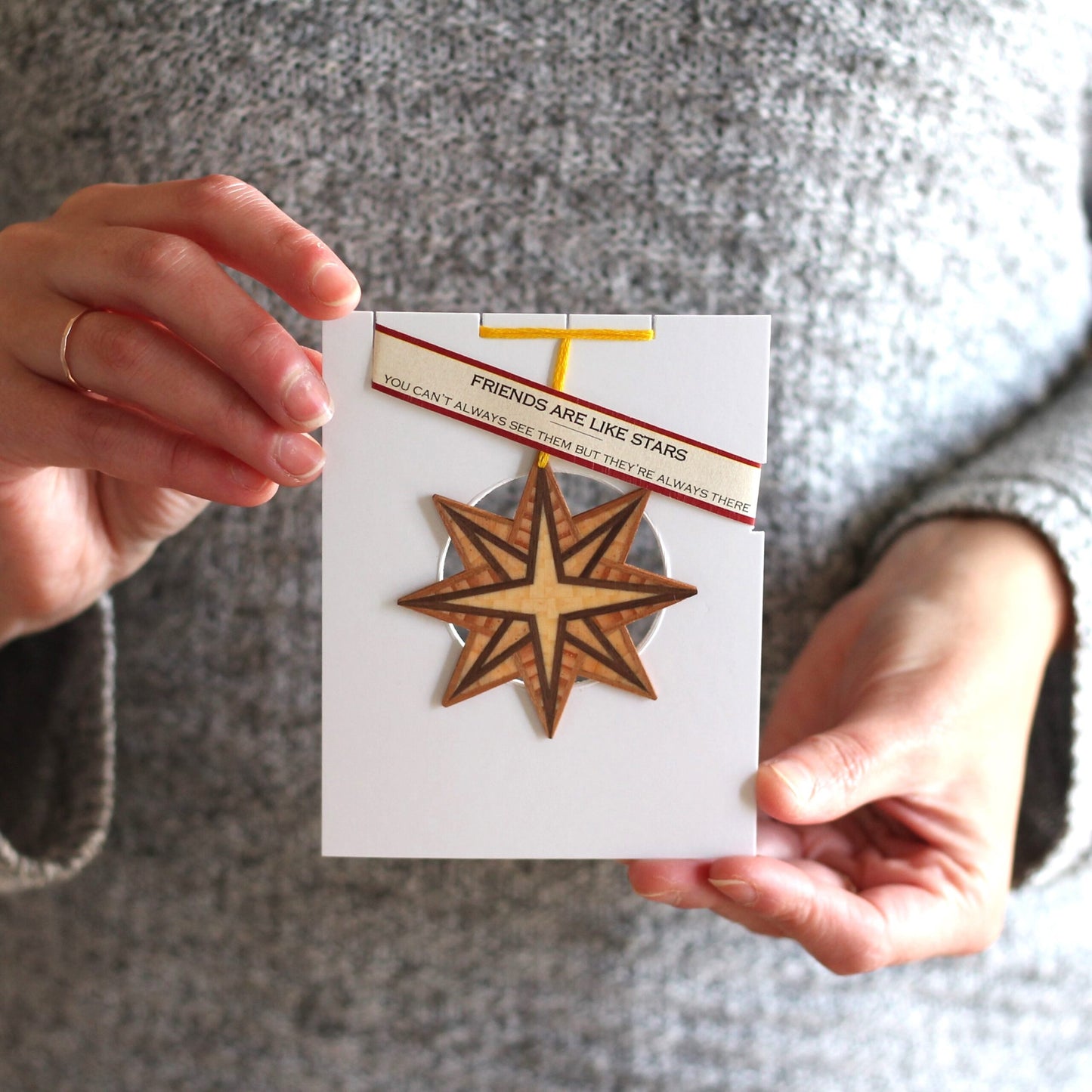 Handmade Wooden Christmas Ornaments | Translucent Friendship Stars - LG Translucent Star $24 image