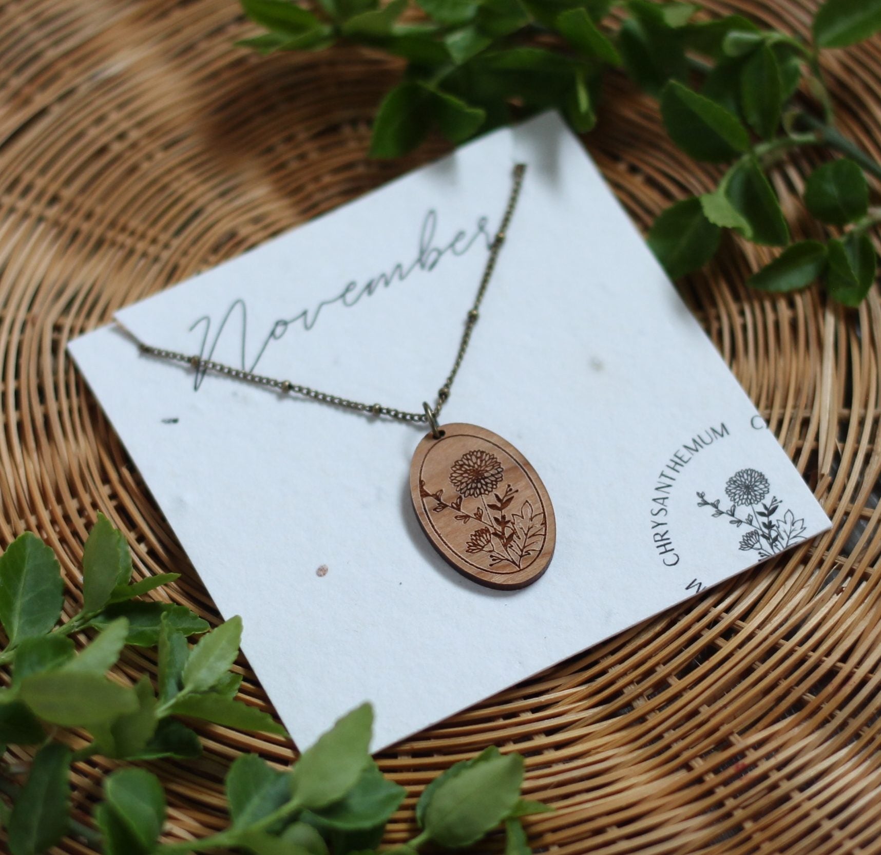 Birth Month Flower Necklace - November image 0