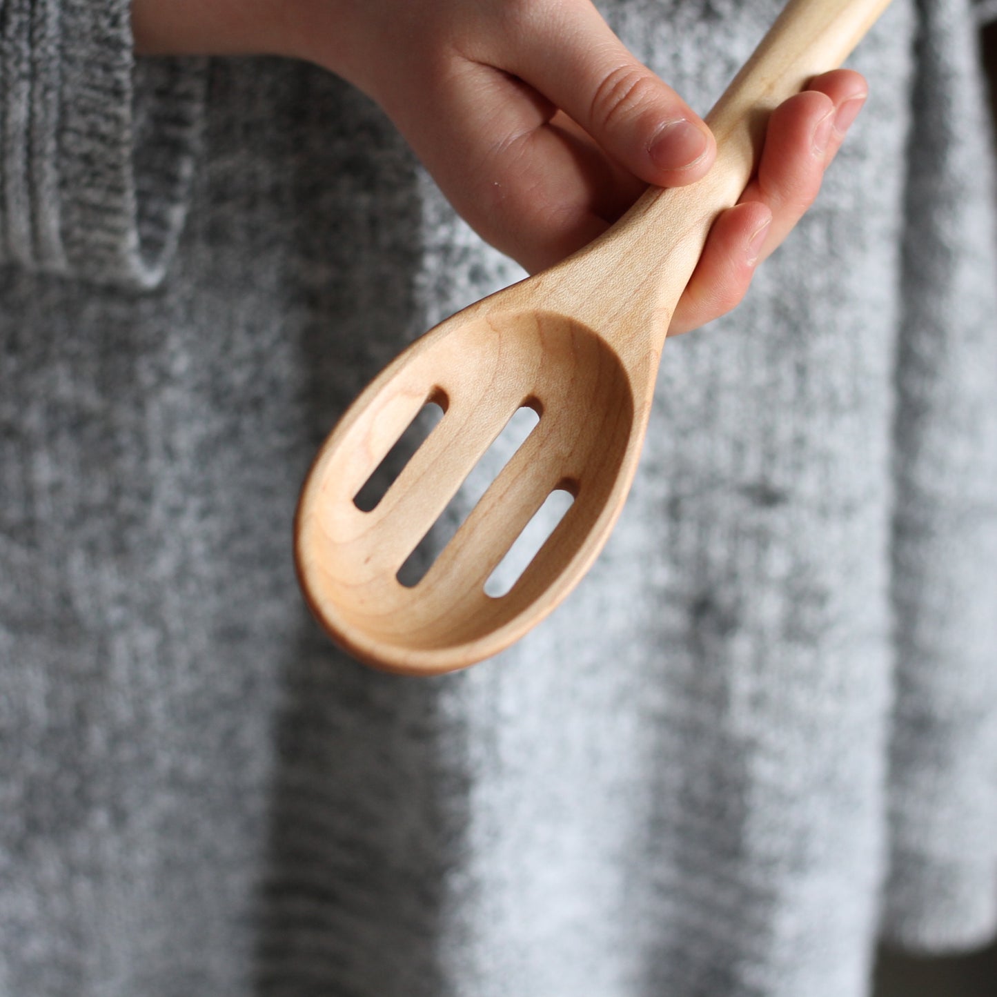 Handmade Wooden Kitchen Utensils | Oval Spoon with Slots image 2