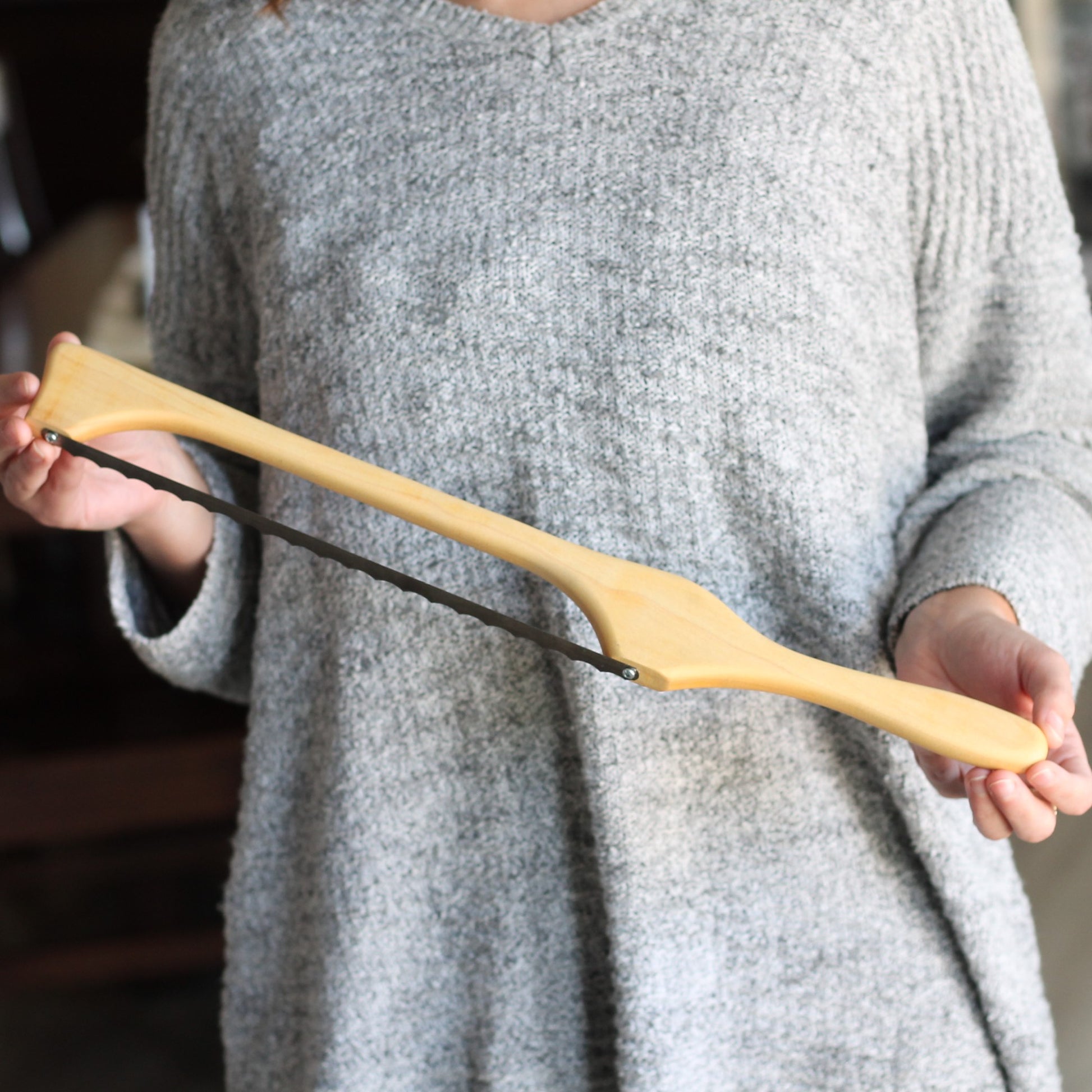Handmade Bread Knife | Sourdough Knife - Maple Left-Handed $46 image