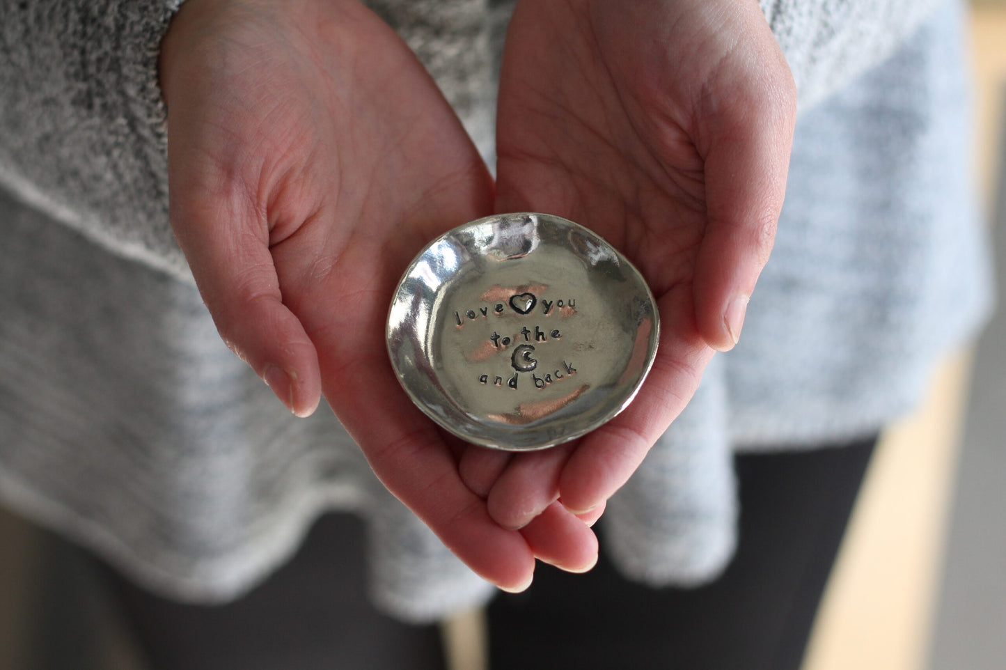 Handmade Pewter Charm Bowl - Love You to the Moon $20 image