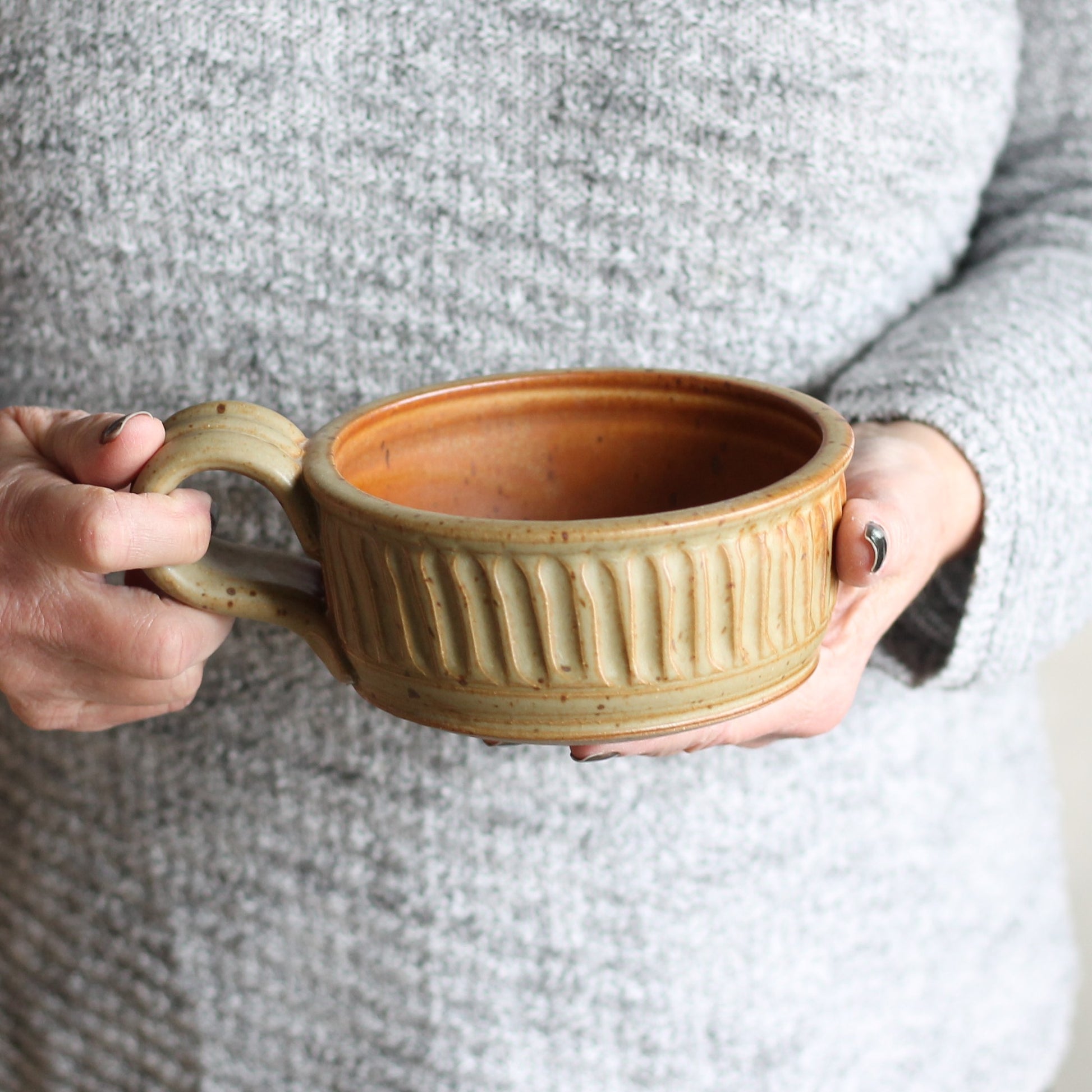 Handmade Pottery | Soup Mug (9 colors) - Tan image