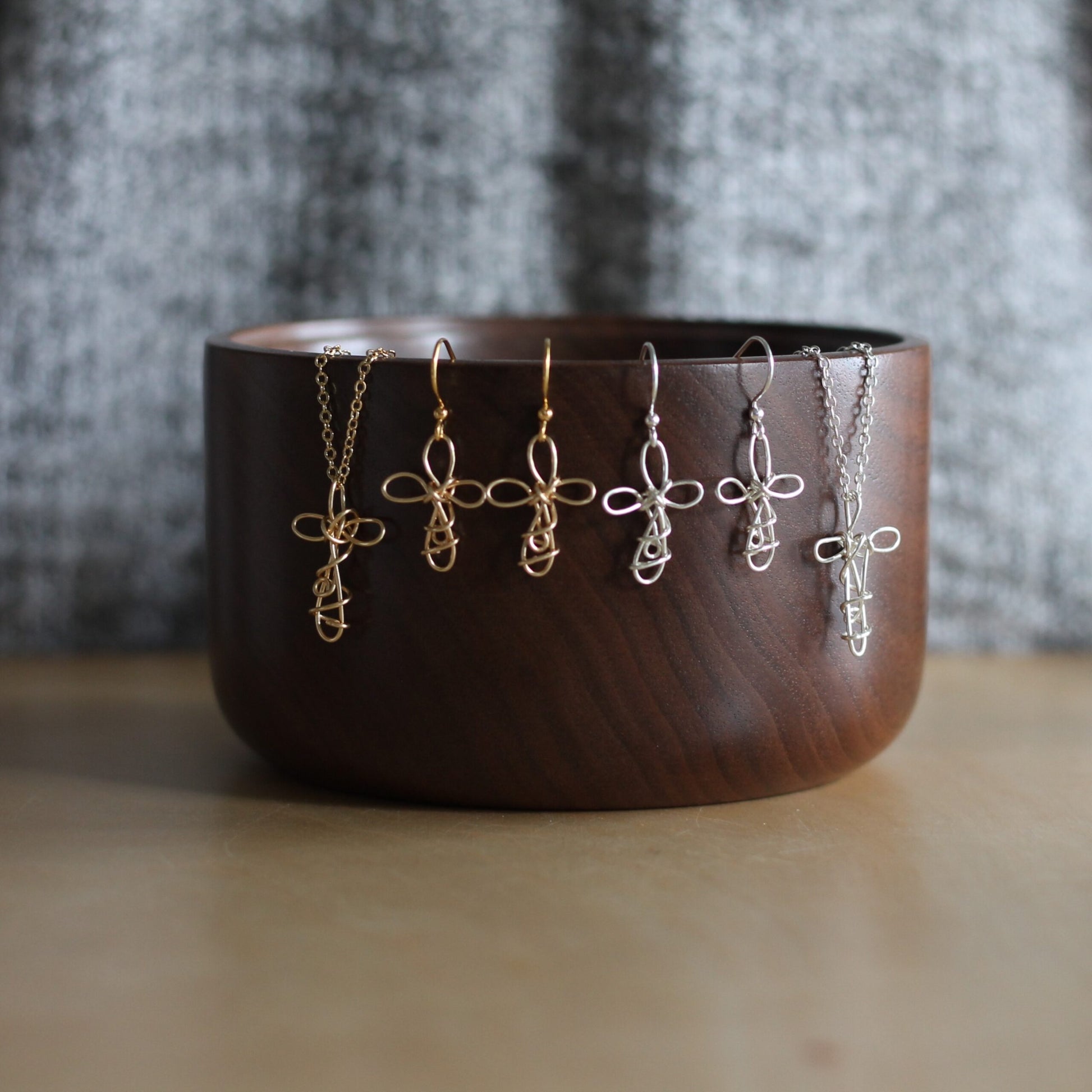Handmade Wire Jewelry | Cross Earrings + Necklace Set image 5