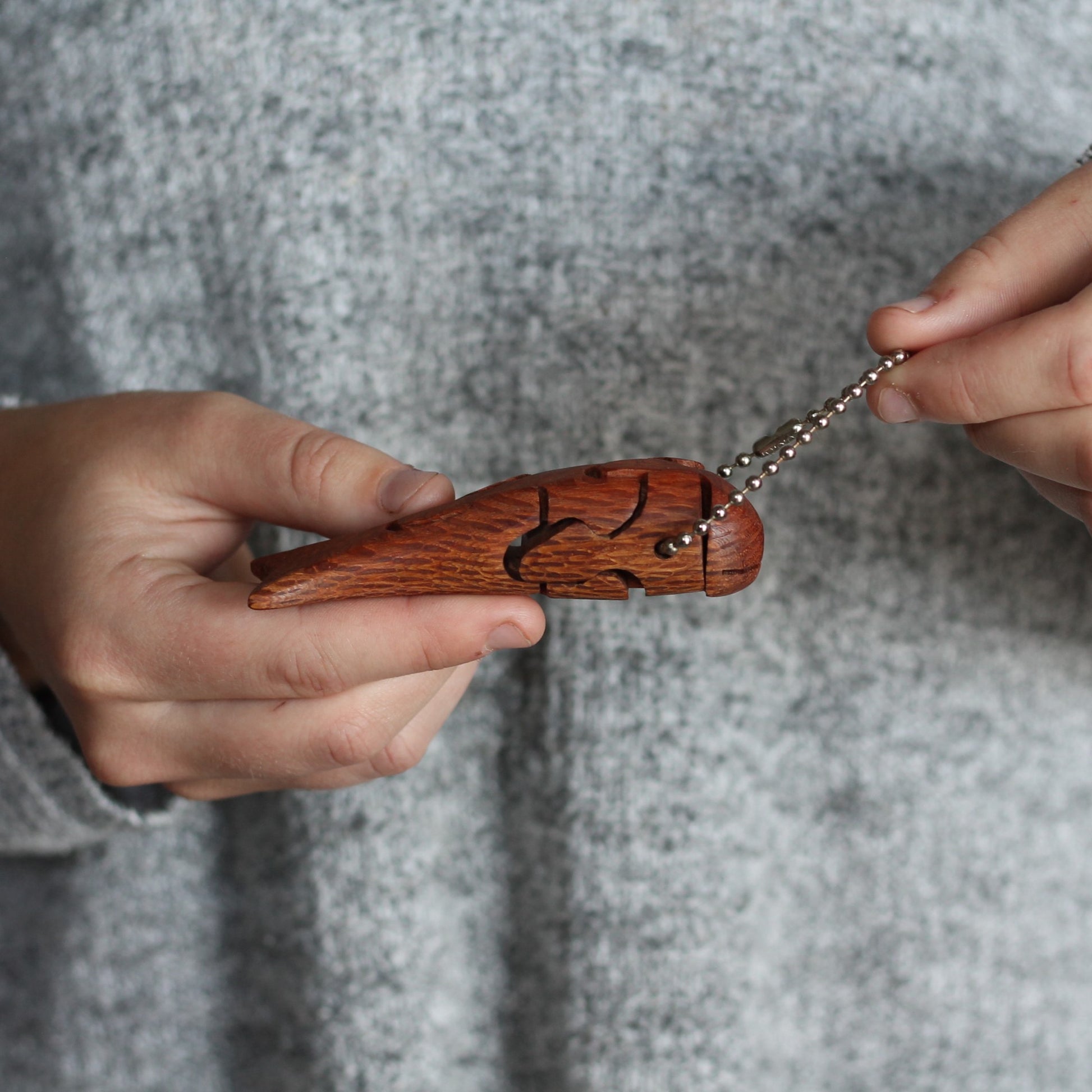 Wooden Whale Puzzle Keychain image 2