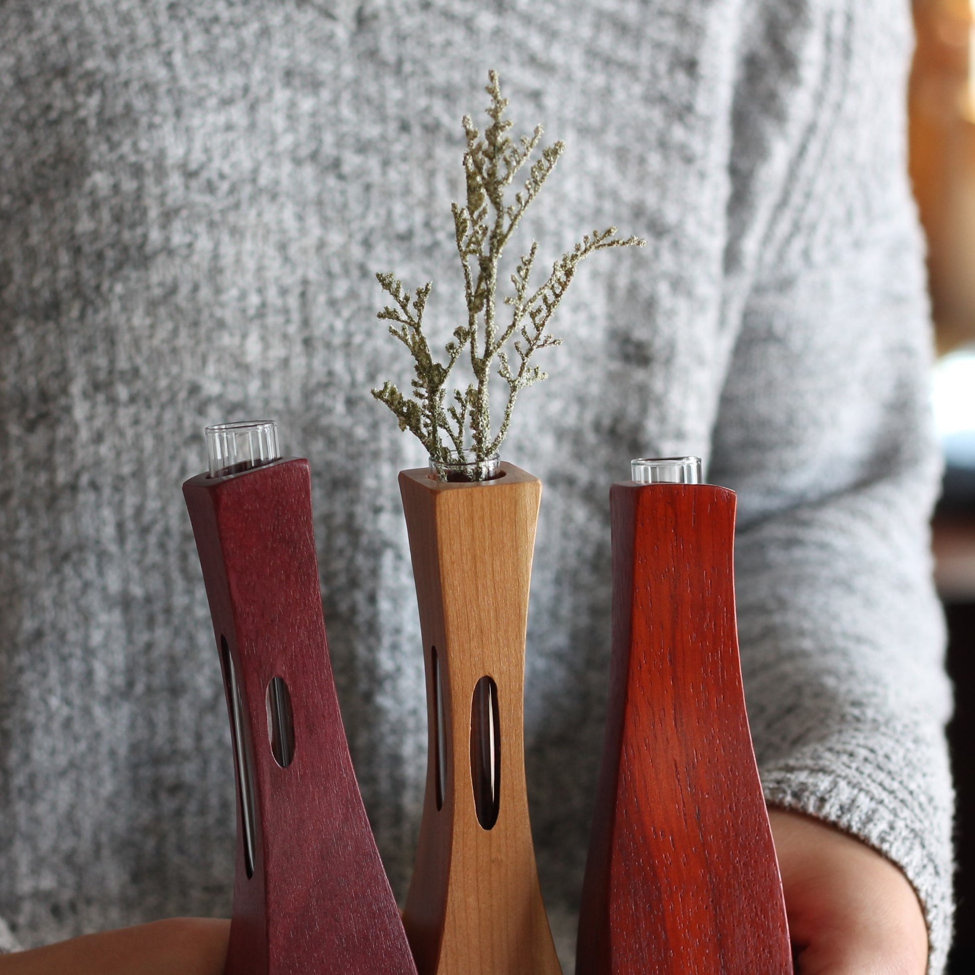 Large Wooden Bud Vase image 3