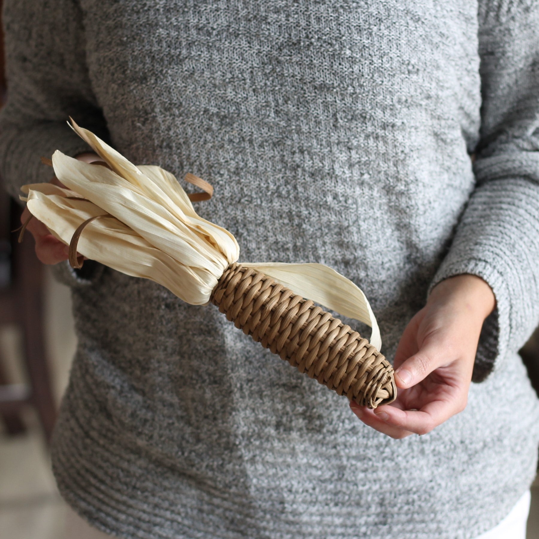 Handmade Woven Corn | Fall Décor - Large Natural 6" $30 image