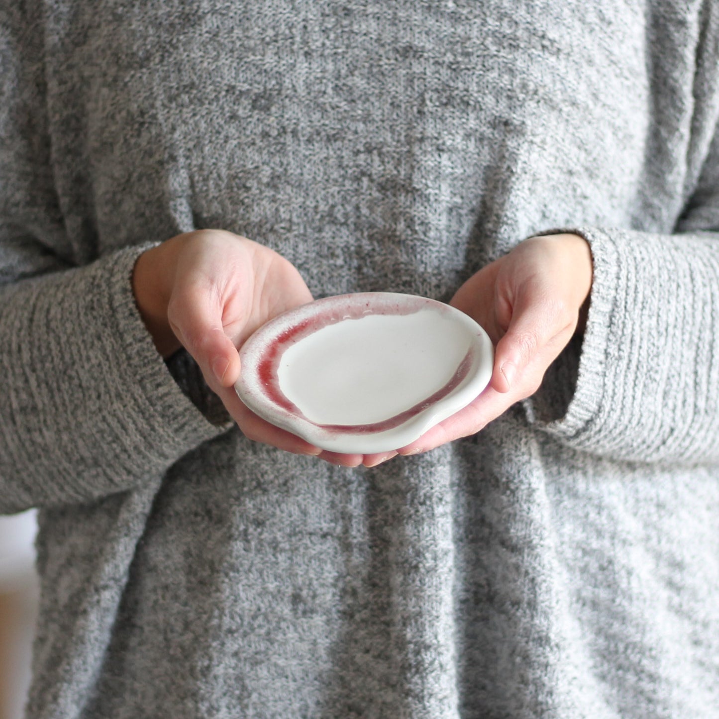 Handmade Pottery | Spoon Rest - White + Red image