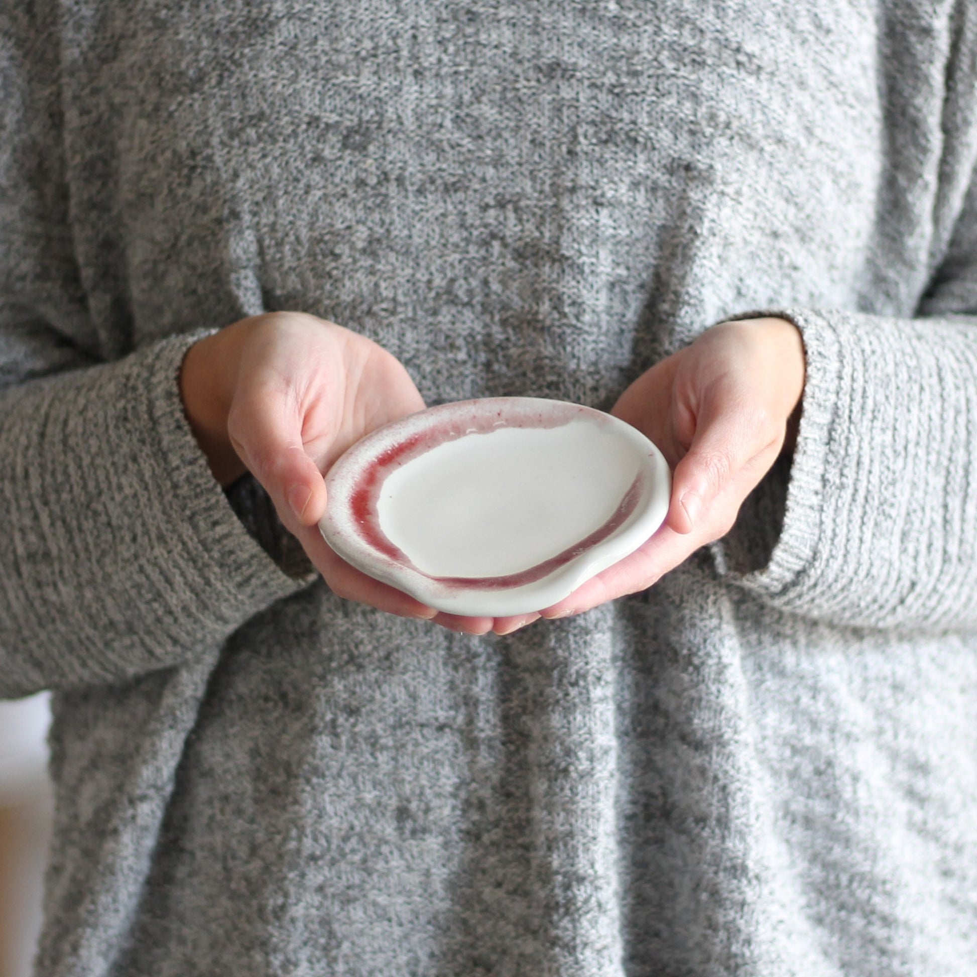 Handmade Pottery | Spoon Rest - White + Red image