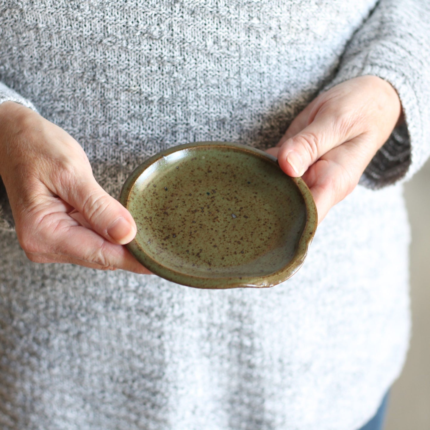 SECONDS SALE | Handmade Pottery | Spoon Rest - Olive image