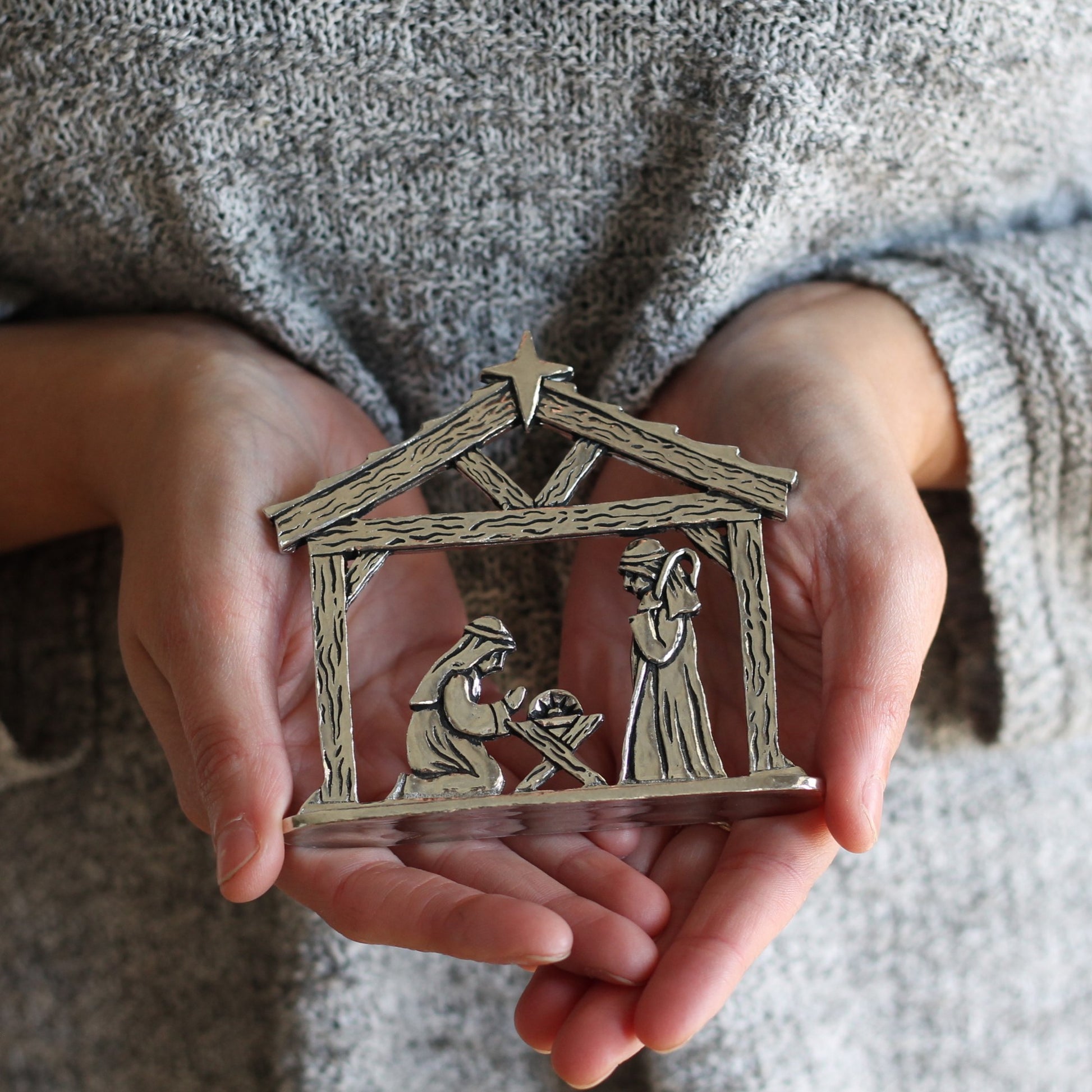 Handmade Pewter 7-Piece Nativity Scene | Gift Box Included image 8