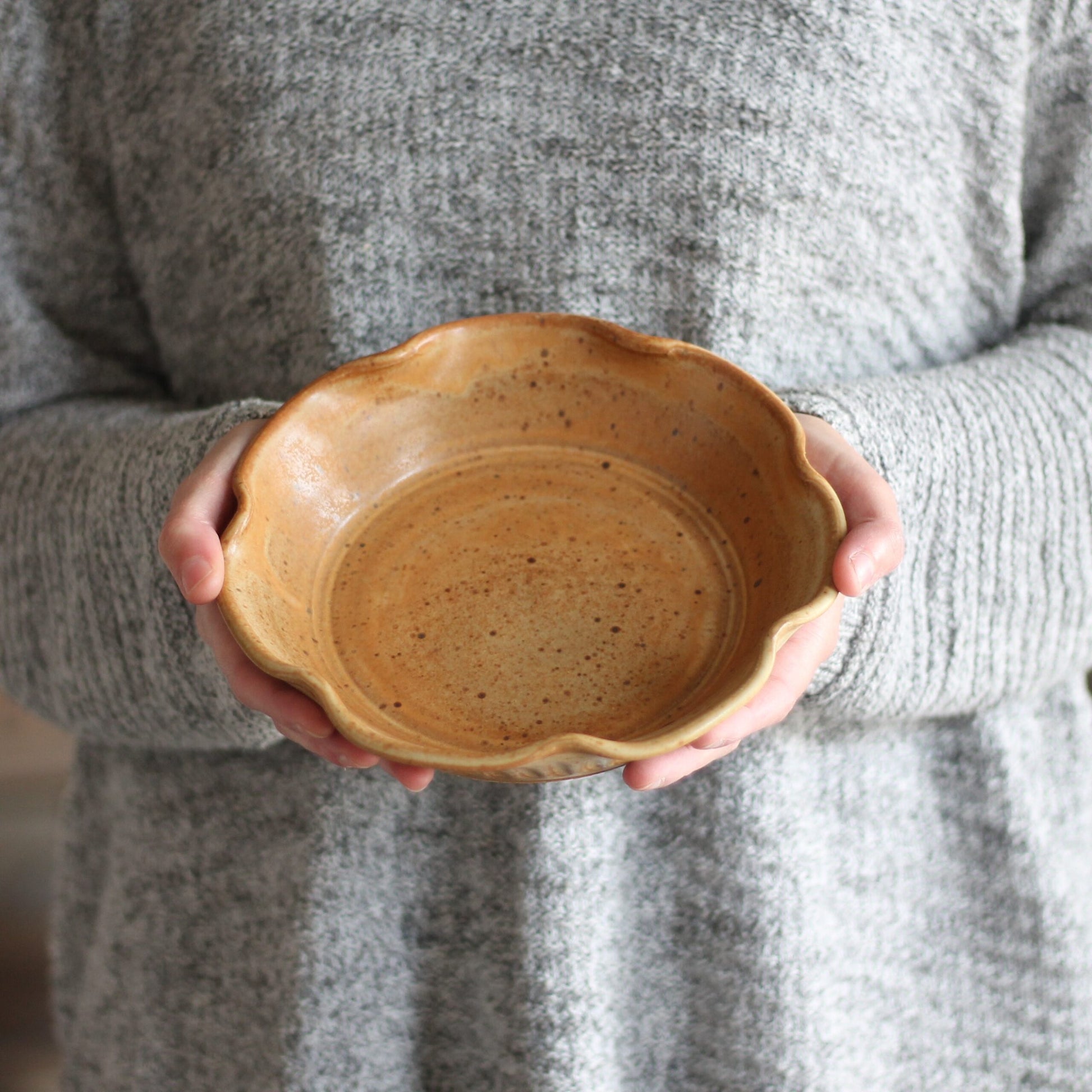 Handmade Pottery | Small Pie Plate - Tan image