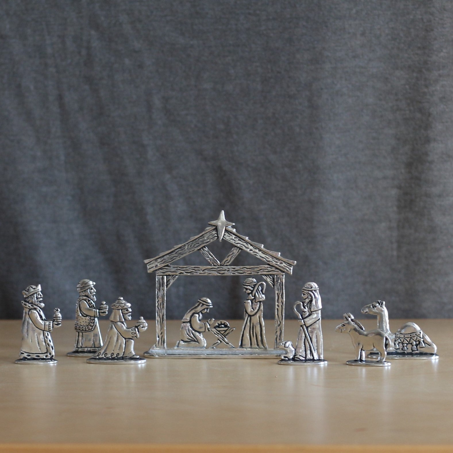 Handmade Pewter 7-Piece Nativity Scene | Gift Box Included image 4