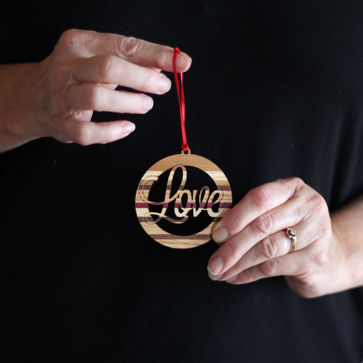 Handmade Wooden Christmas Word Ornaments | Noel, Joy, Hope, Faith, Peace, Love - Love $12 image