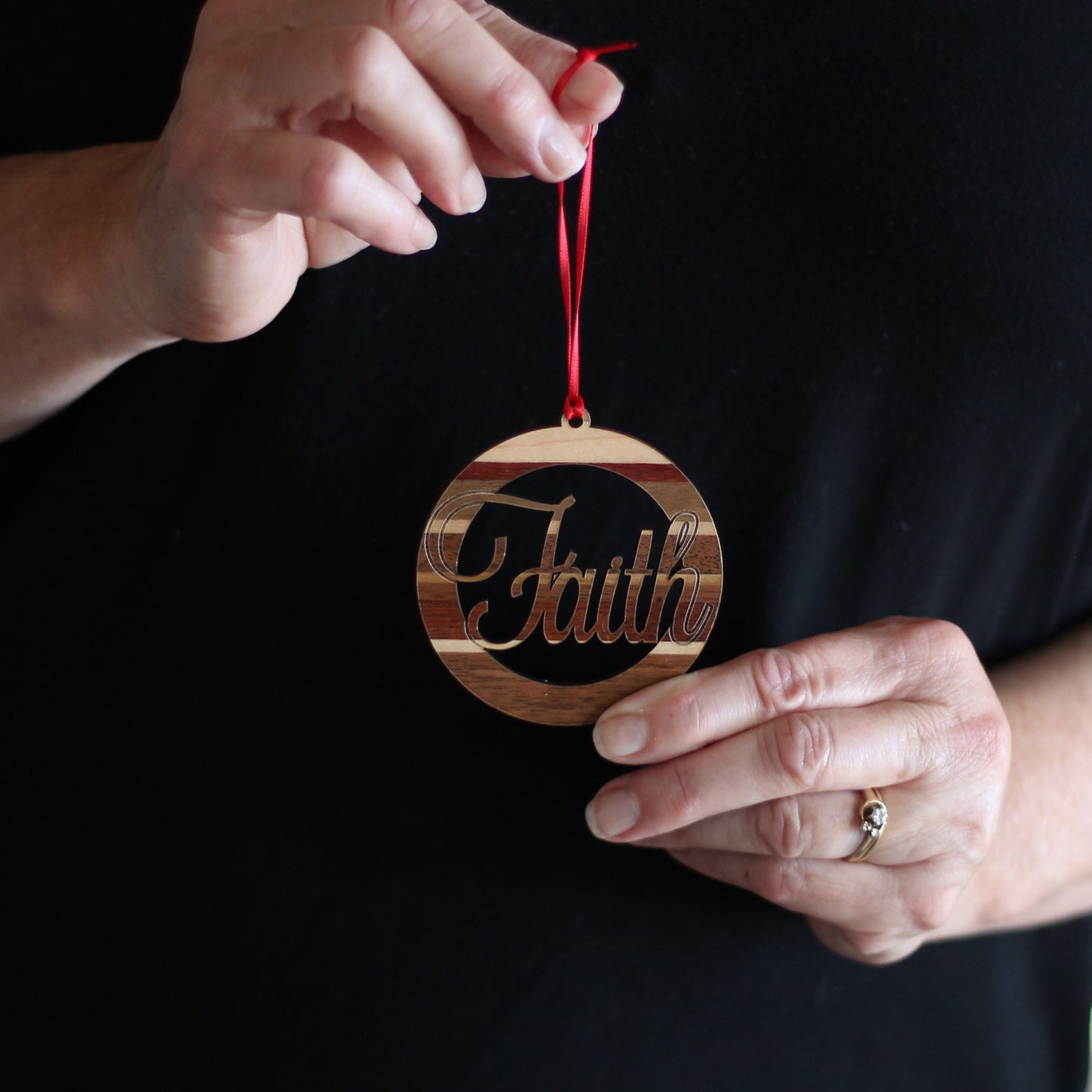 Handmade Wooden Christmas Word Ornaments | Noel, Joy, Hope, Faith, Peace, Love - Faith $12 image