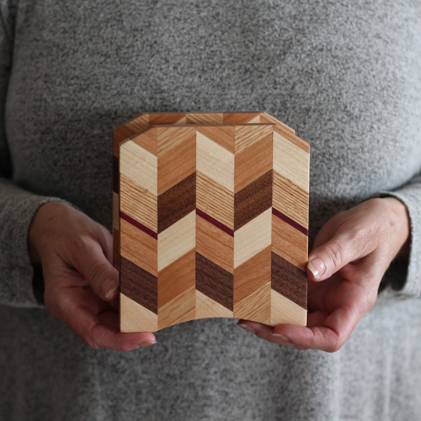 Checkered Napkin Holder - Light Woods image