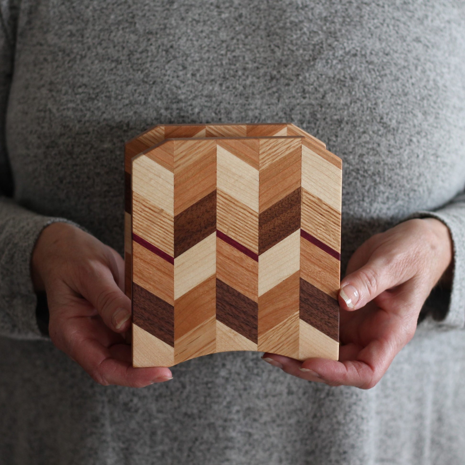 Checkered Napkin Holder - Light Woods image