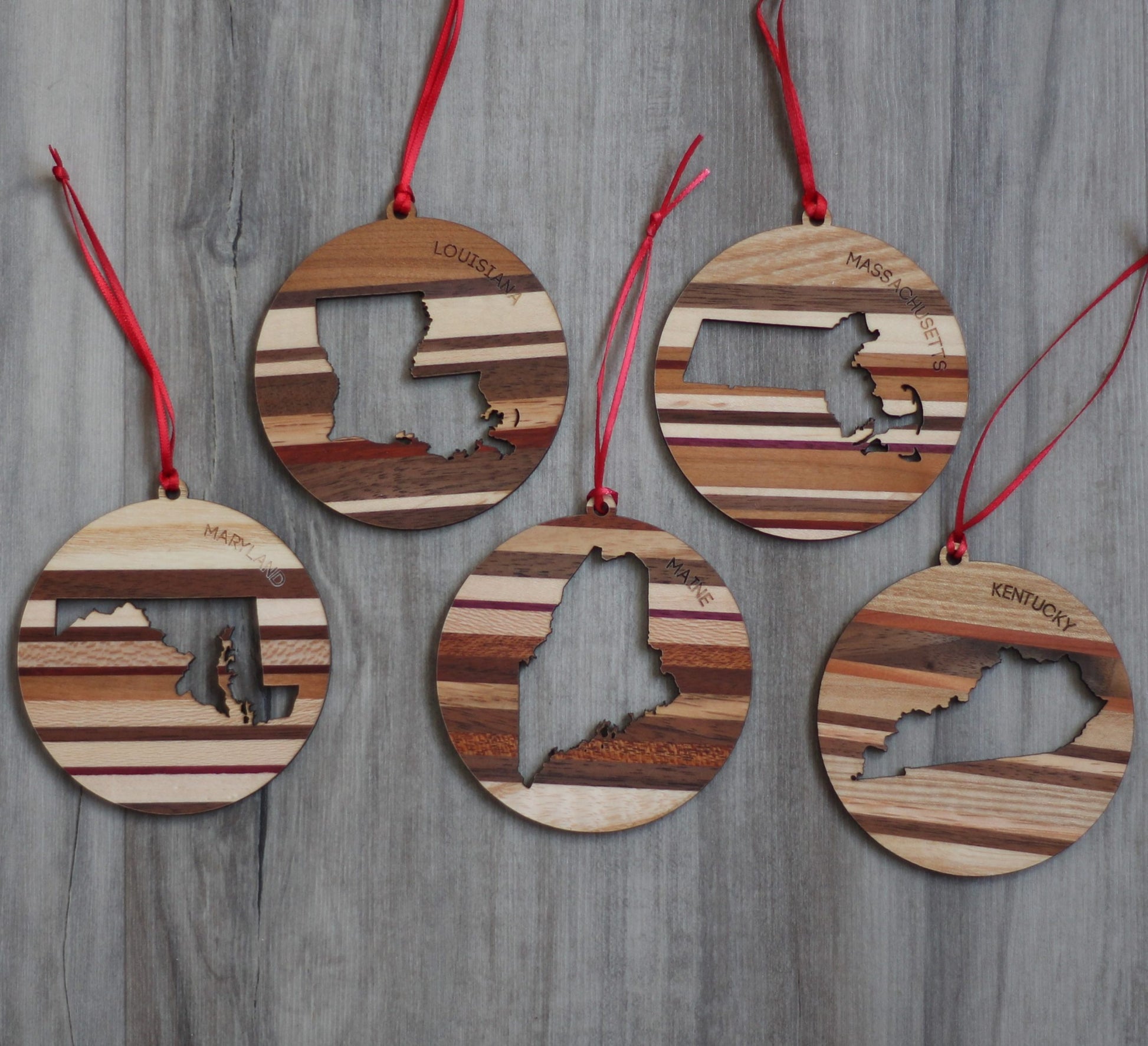 Handmade Wooden State Outline Ornaments | All 50 States image 20