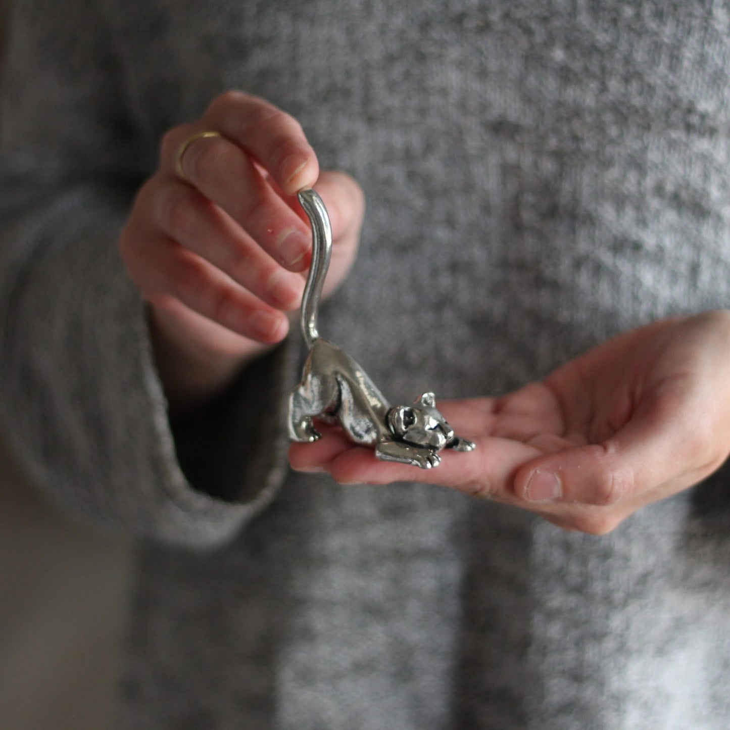 Handmade Pewter Ring Holder | 5 Styles - Cat $24 image