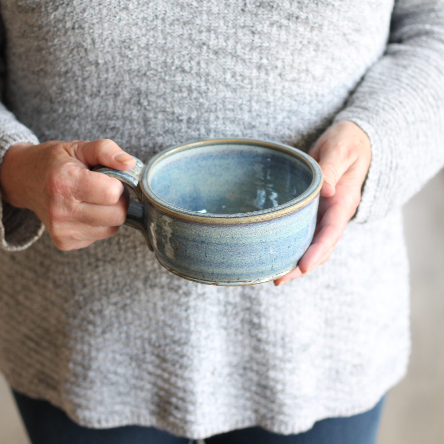 Handmade Pottery | Soup Mug (9 colors) - Blue image