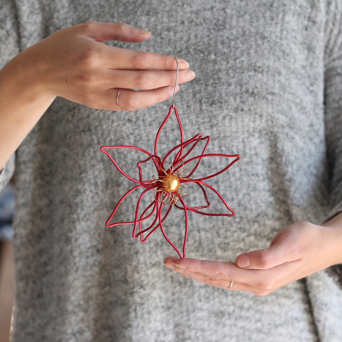 Handmade Wire Poinsettia Ornament image 0
