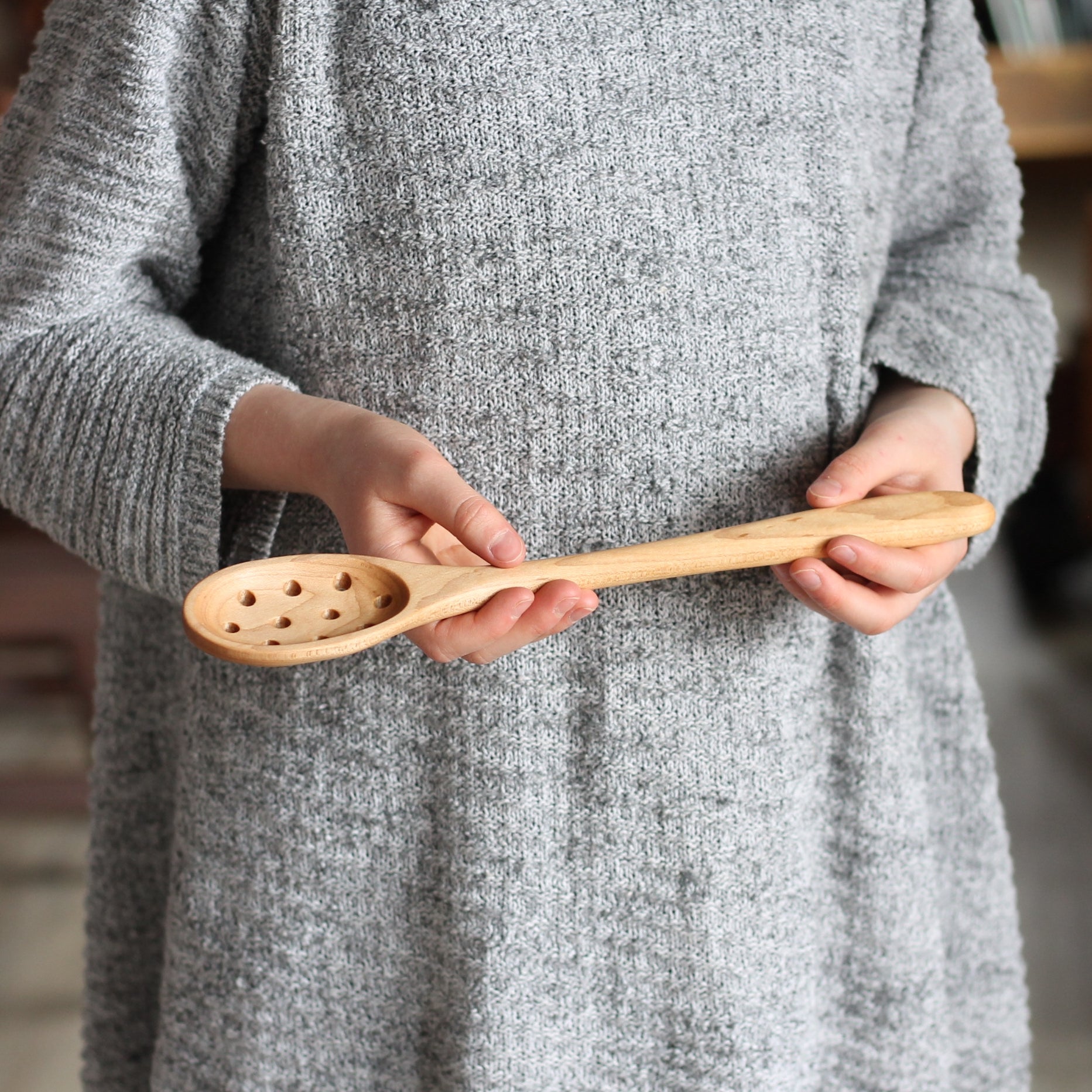 Handmade Wooden Kitchen Utensils | Oval Spoon with Holes image 0