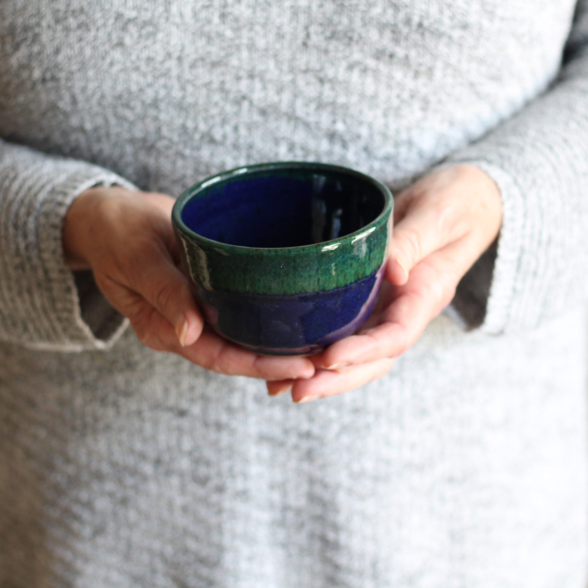 SECONDS SALE | Handmade Pottery | Condiment Dish - Navy + Green image