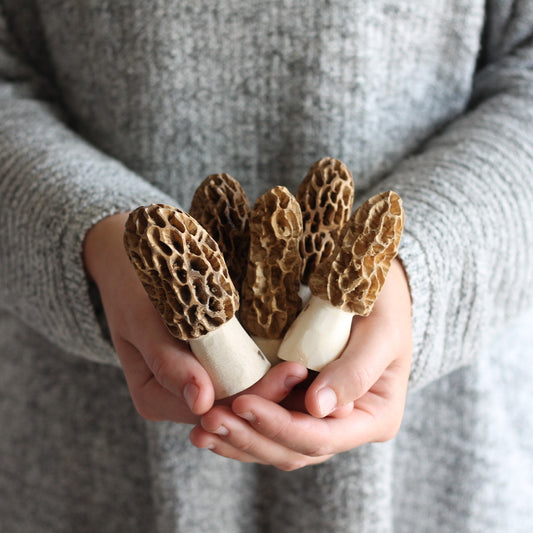 Handmade Wooden Morel Mushroom image 1