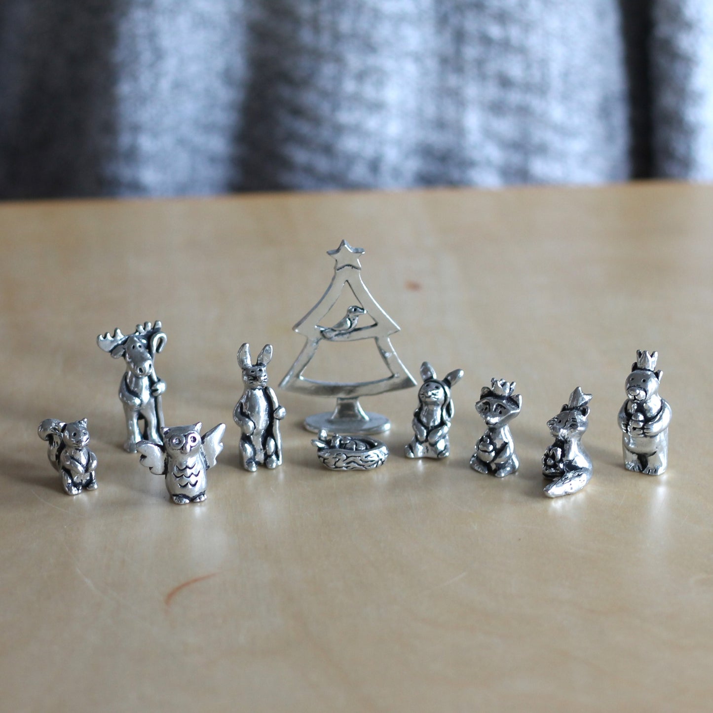 Handmade Mini Pewter Woodland Animal Nativity Set image 2