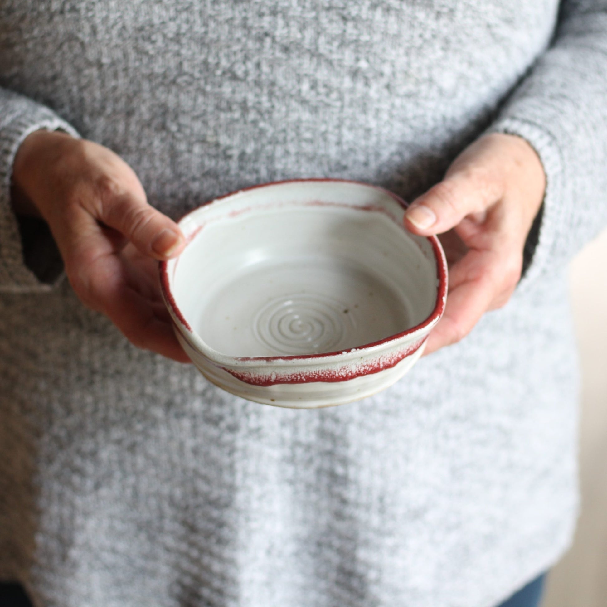Handmade Pottery | Garlic Plate (9 Colors) - White + Red $24 image