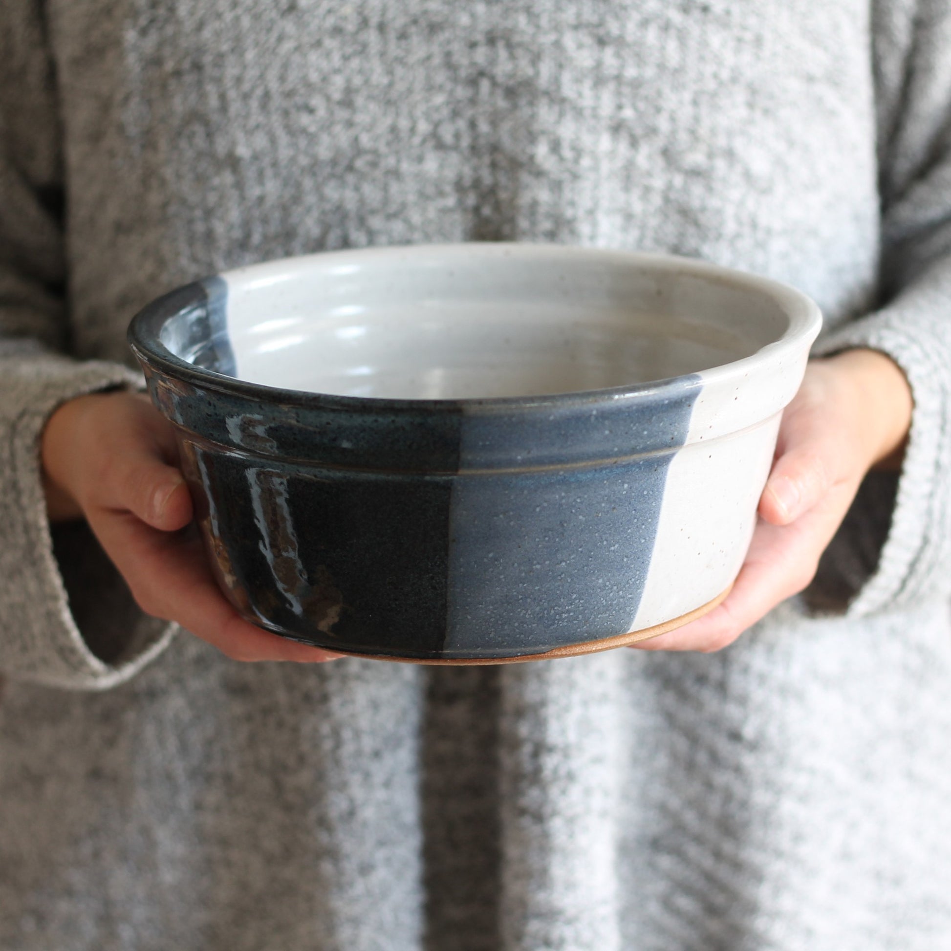 Handmade Pottery | Bread Bowl - Blue + Bone $55 image