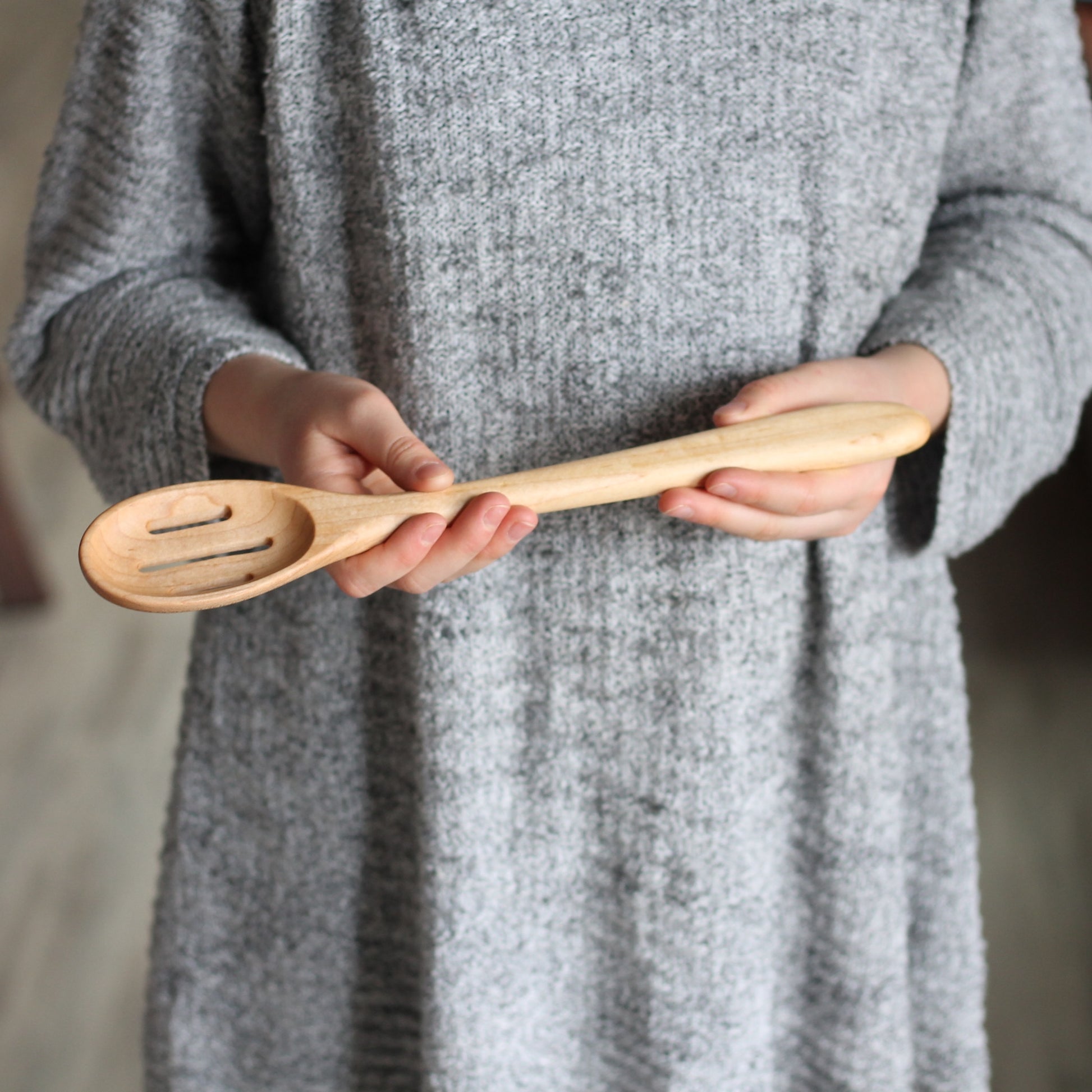 Handmade Wooden Kitchen Utensils | Oval Spoon with Slots image 3