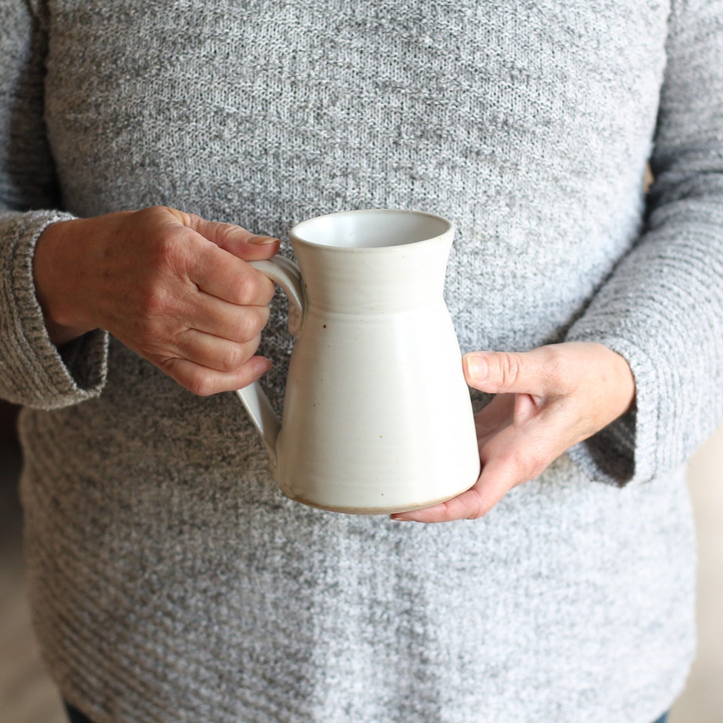 Handmade Pottery | 12-14 oz. Large Mug - Smooth White image