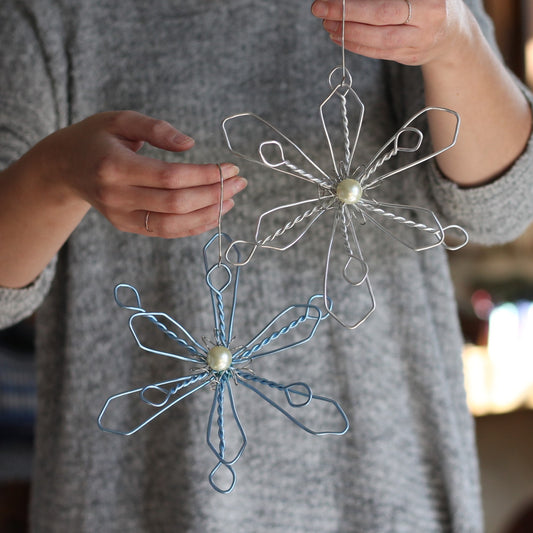 Handmade Wire Snowflake Ornaments image 0
