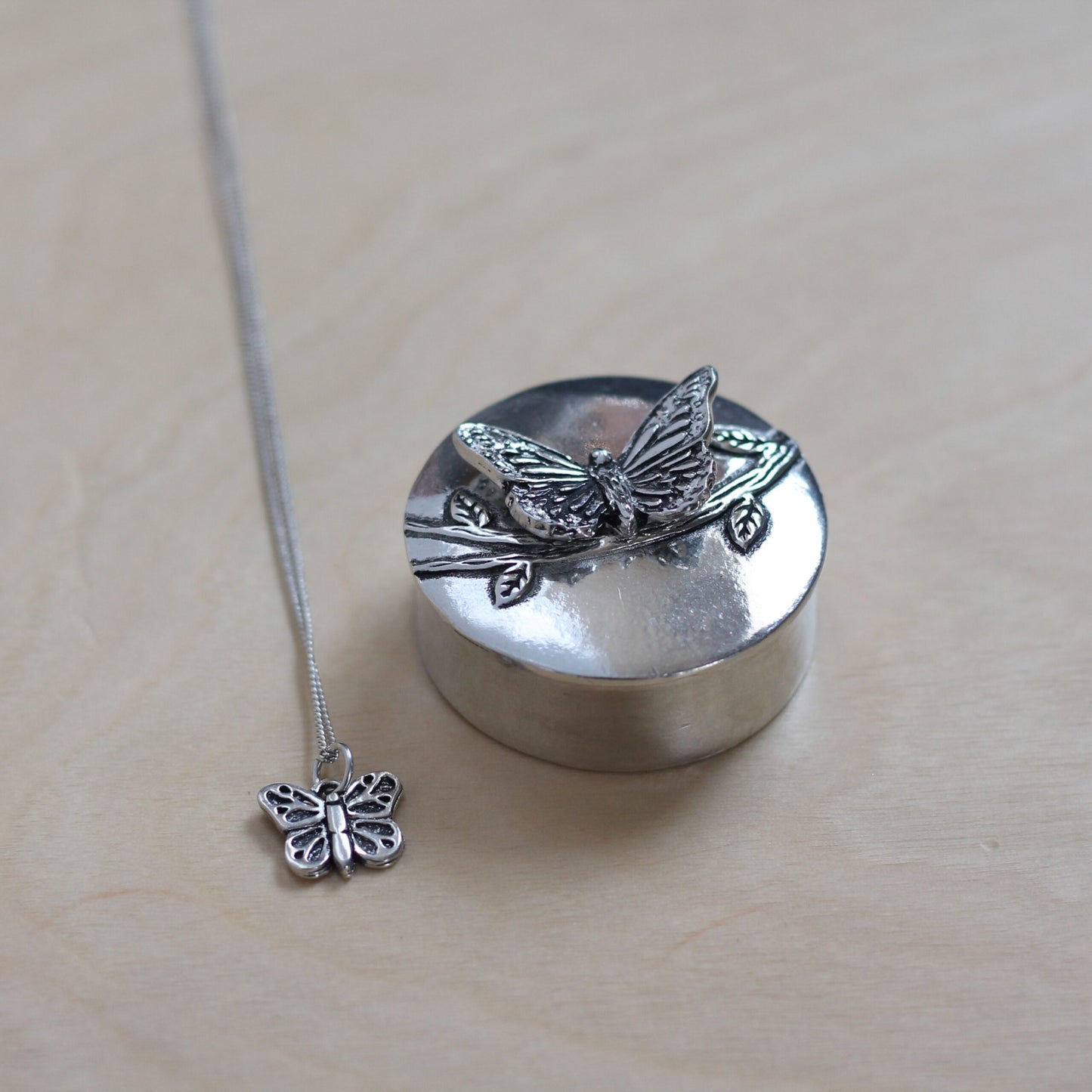 Handmade Pewter Boxed Necklace Set - Butterfly $30 image