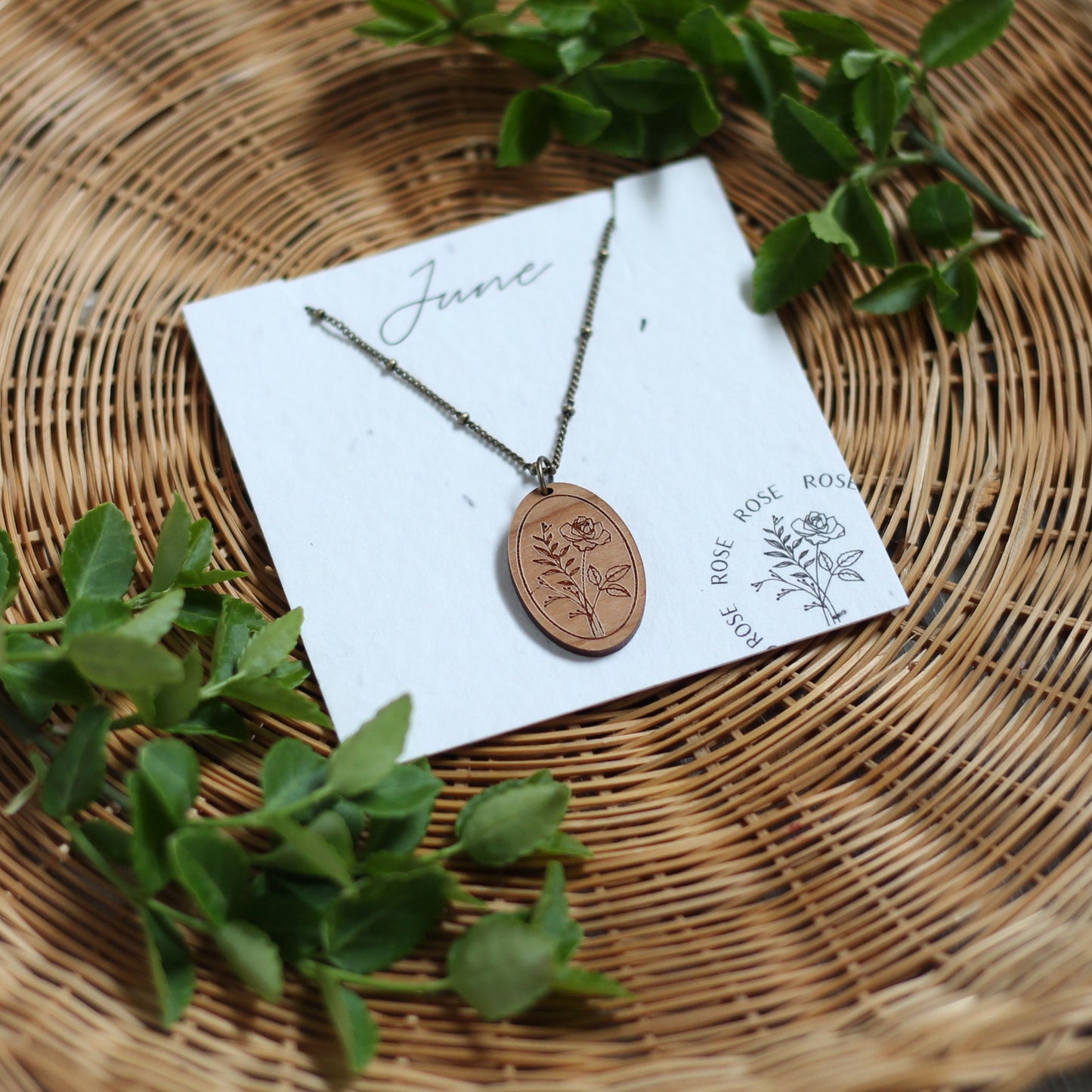 Birth Month Flower Necklace - June image 0