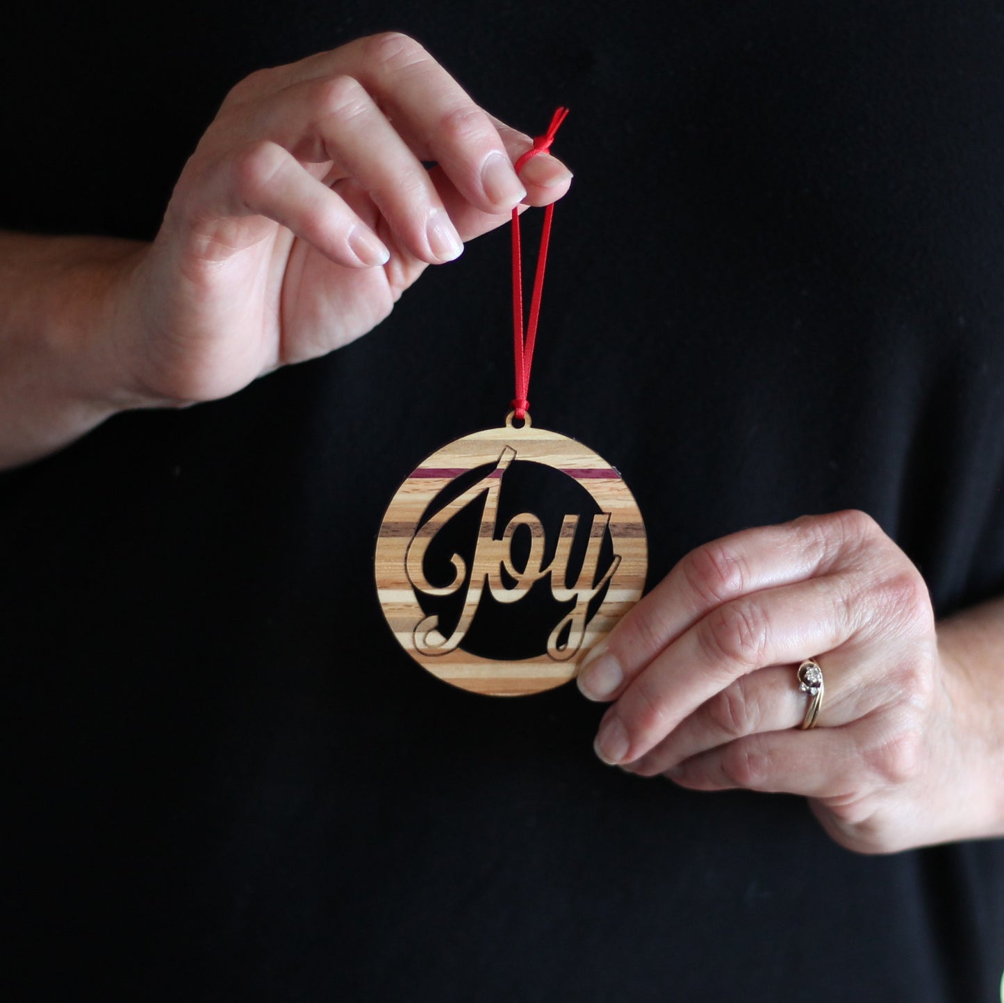 Handmade Wooden Christmas Word Ornaments | Noel, Joy, Hope, Faith, Peace, Love - Joy $12 image