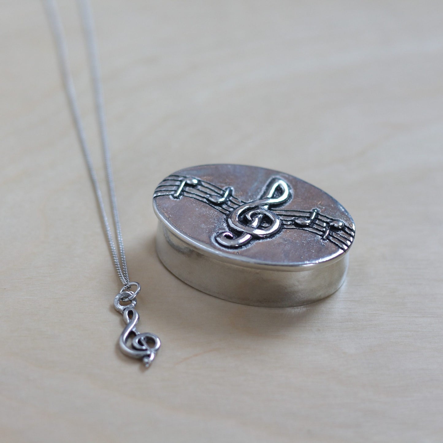 Handmade Pewter Boxed Necklace Set - Treble Clef $30 image