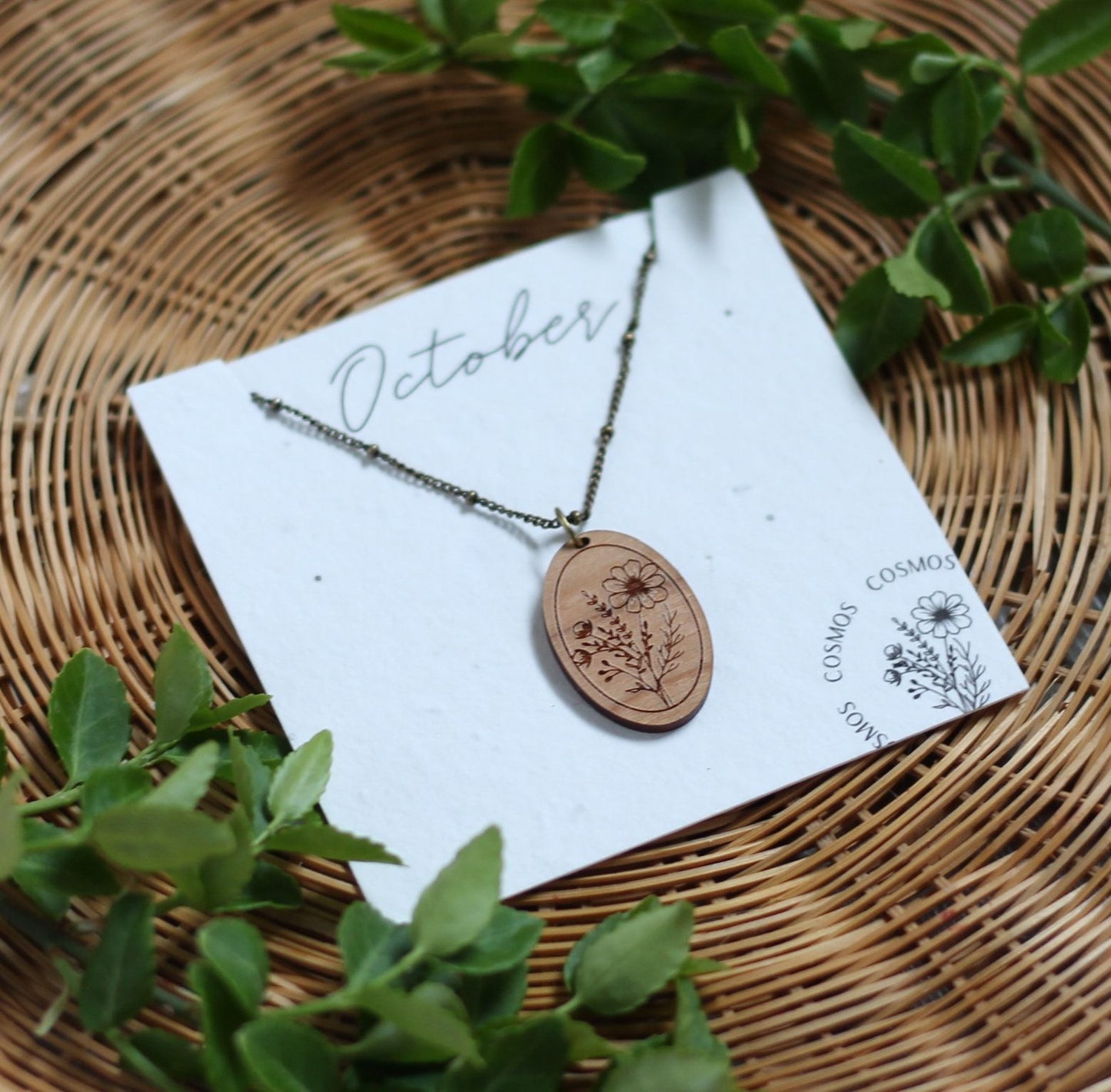 Birth Month Flower Necklace - October image 0