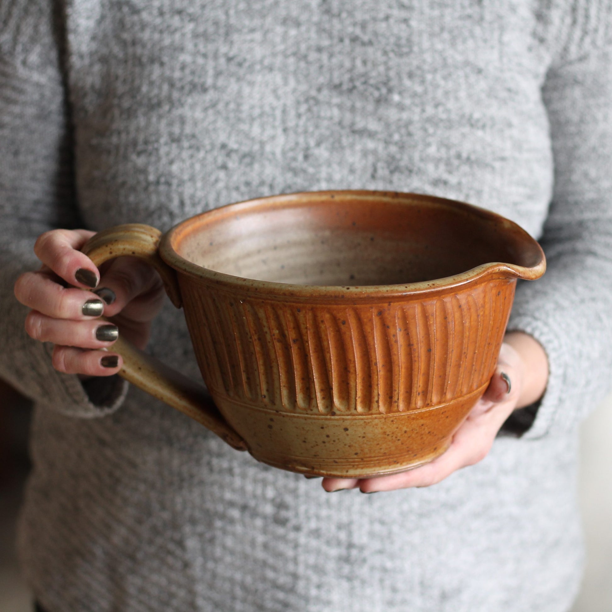 SECONDS SALE | Handmade Pottery | Large Batter Bowl - Tan image