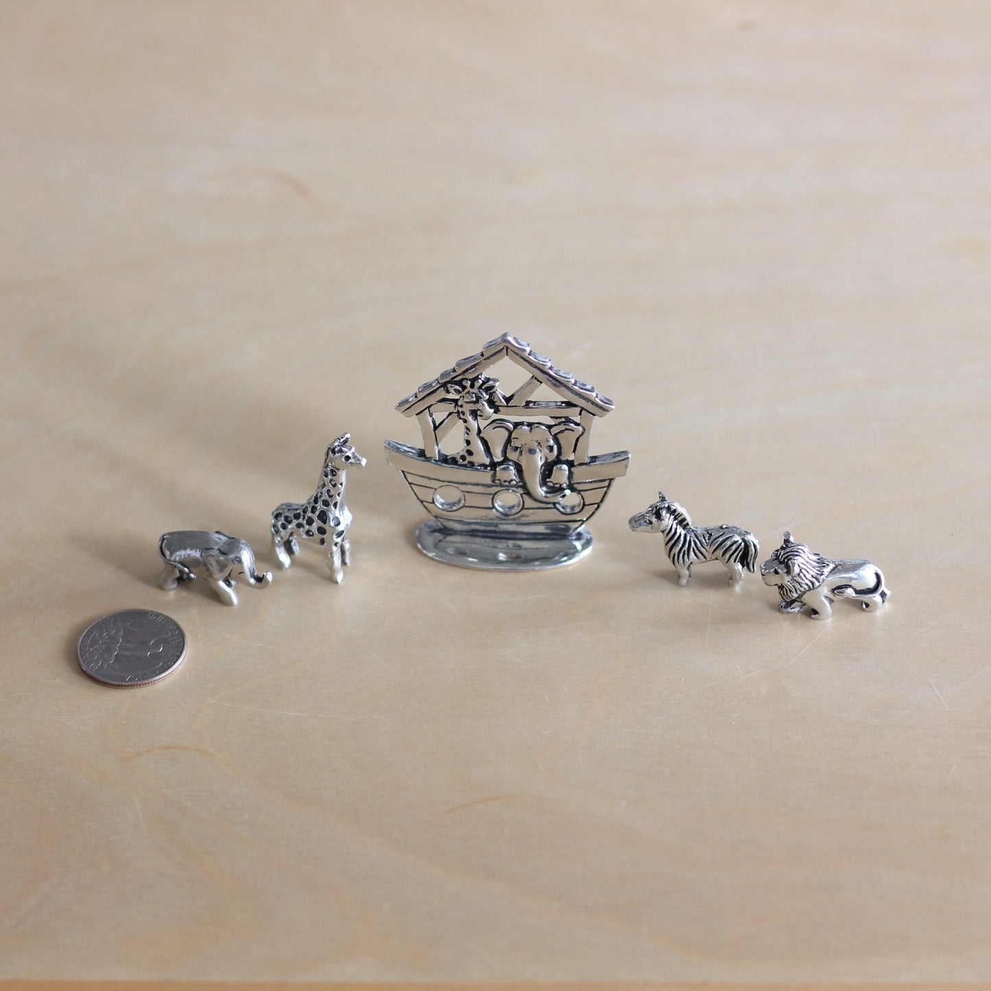 Handmade Pewter Mini Figurines | 5 pc. Noah's Ark Set image 1