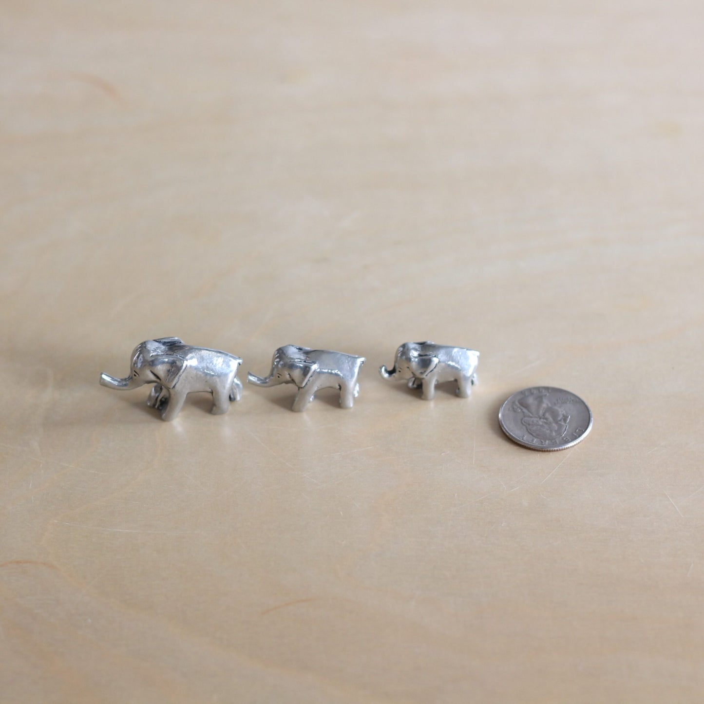 Handmade Pewter Mini Figurines | 3 pc. Elephant Set image 4