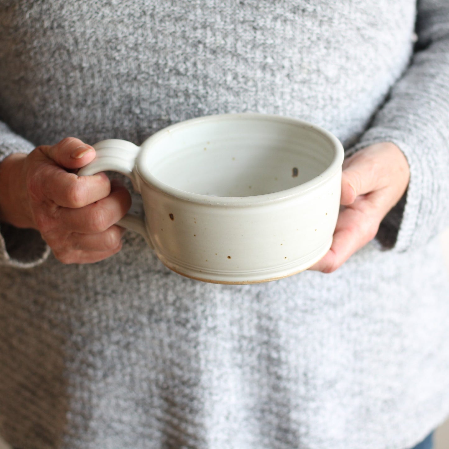 Handmade Pottery | Soup Mug (9 colors) - Smooth White image