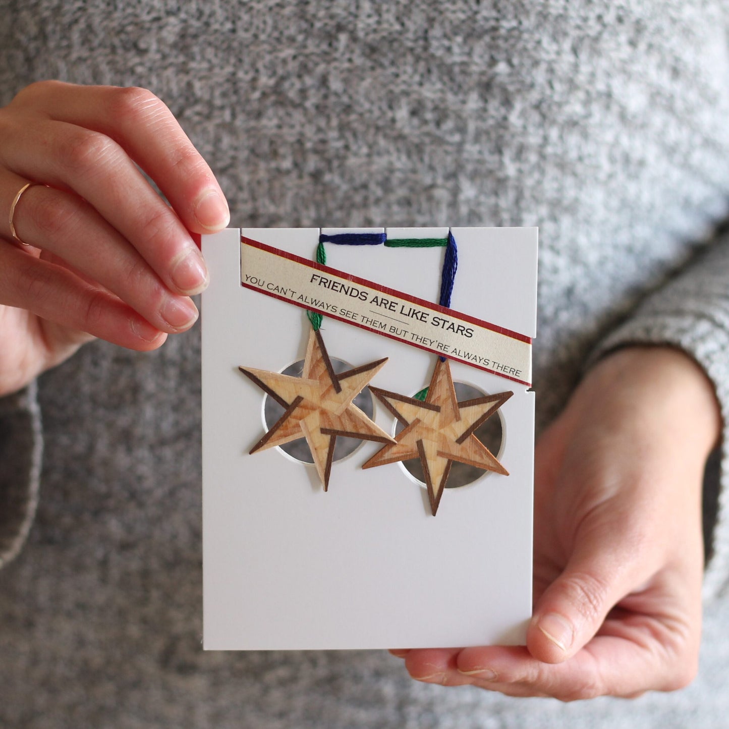 Handmade Wooden Christmas Ornaments | Translucent Friendship Stars - SM Translucent Stars $24 image