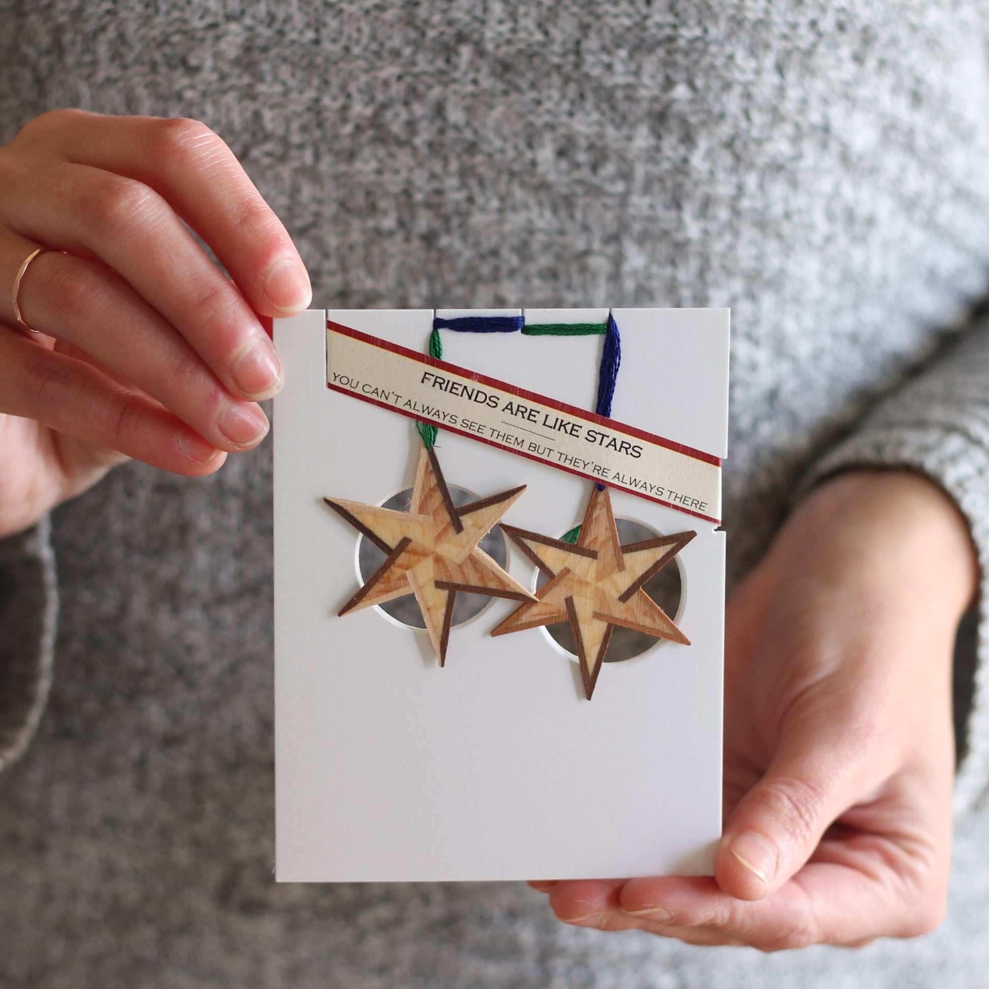 Handmade Wooden Christmas Ornaments | Translucent Friendship Stars - SM Translucent Stars $24 image