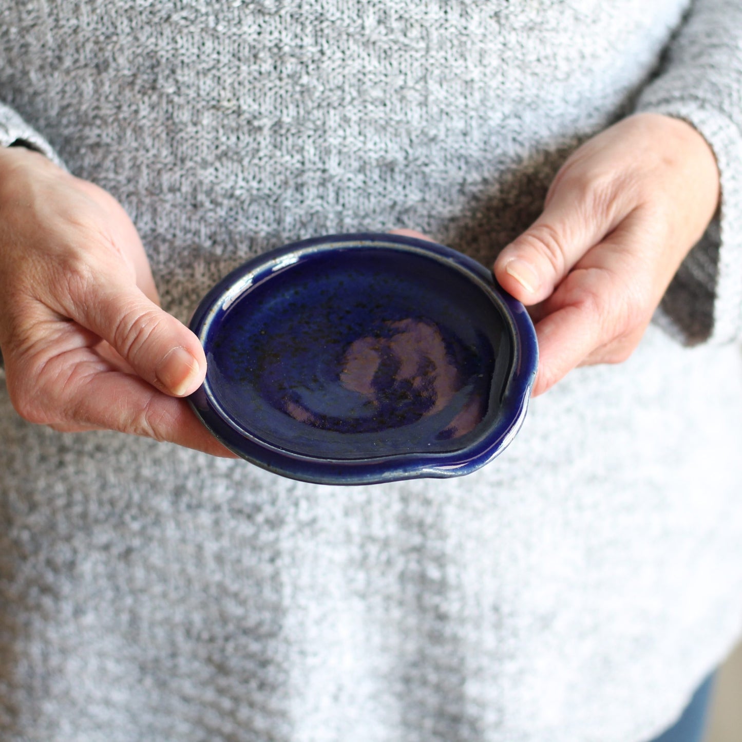 Handmade Pottery | Spoon Rest - Navy image